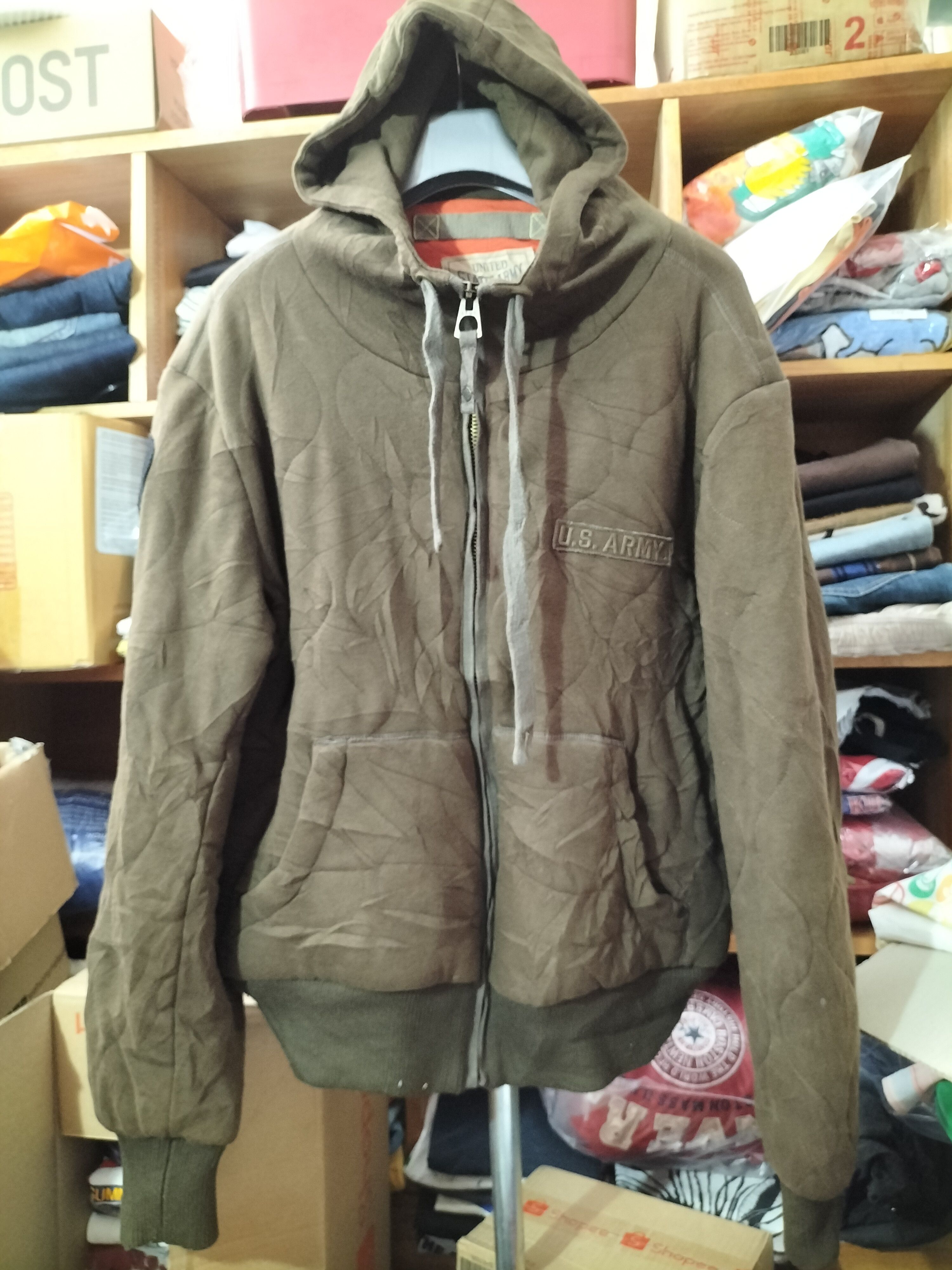 Vintage Vintage Military US Army Hoodie Bomber blanket Jacket Grailed