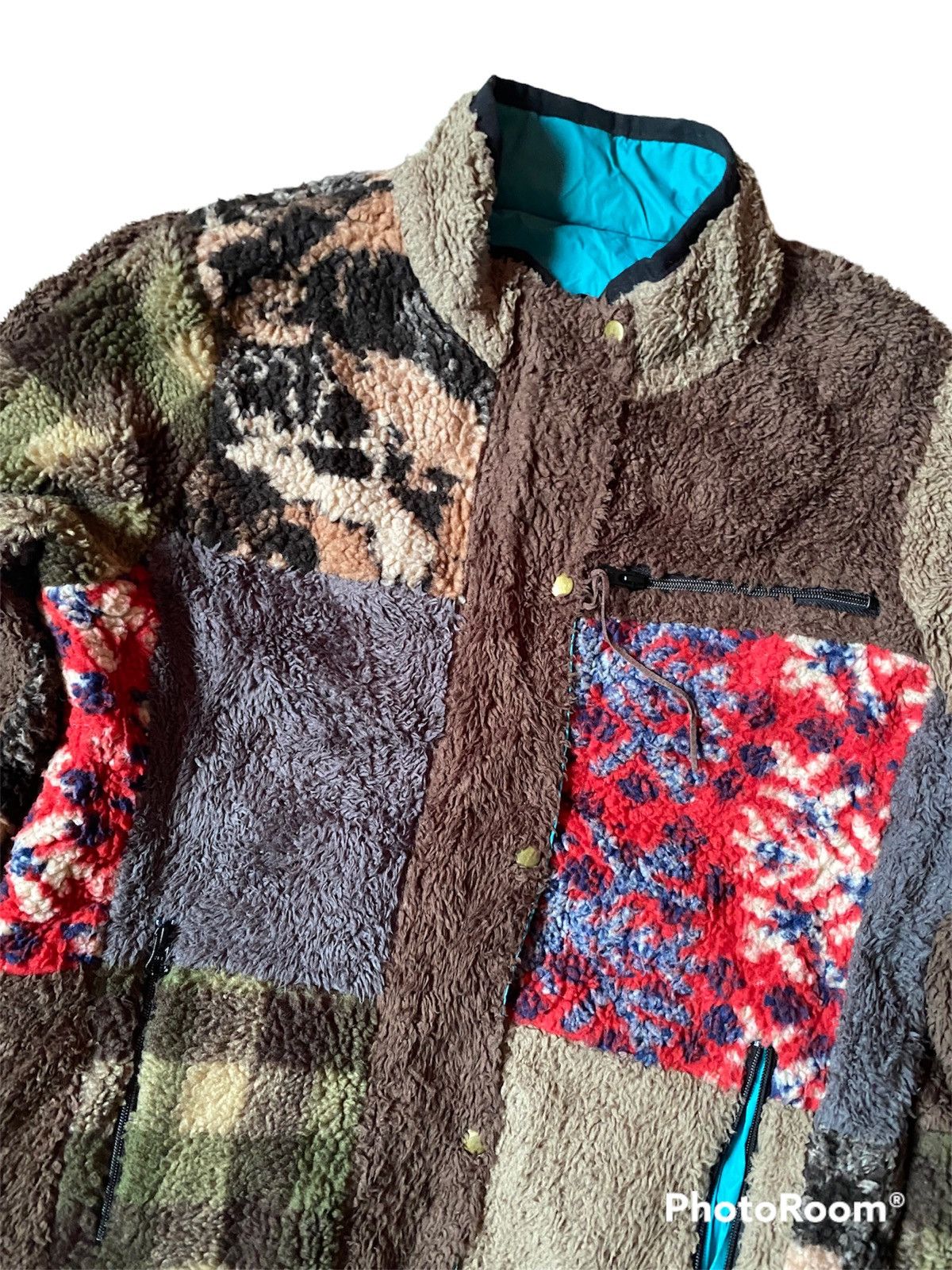Vintage 💥Vintage Japanese Sherpa Fleece Patchwork Jacket Size US S / EU 44-46 / 1 - 4 Thumbnail