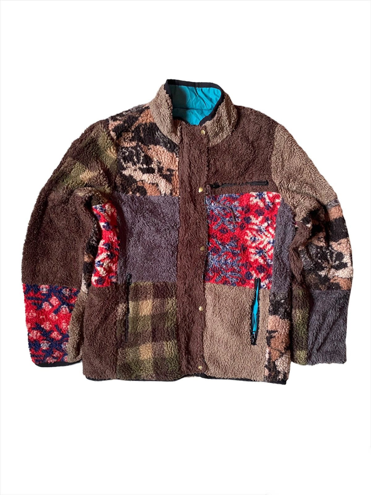 Vintage 💥Vintage Japanese Sherpa Fleece Patchwork Jacket Size US S / EU 44-46 / 1 - 1 Thumbnail