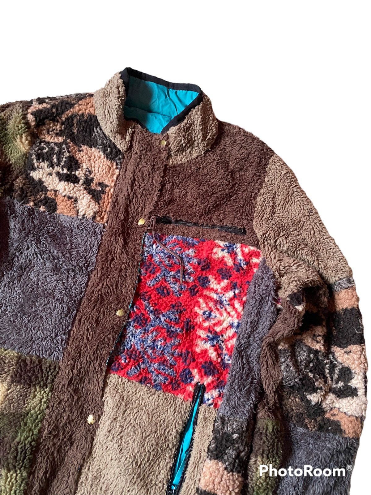 Vintage 💥Vintage Japanese Sherpa Fleece Patchwork Jacket Size US S / EU 44-46 / 1 - 2 Thumbnail