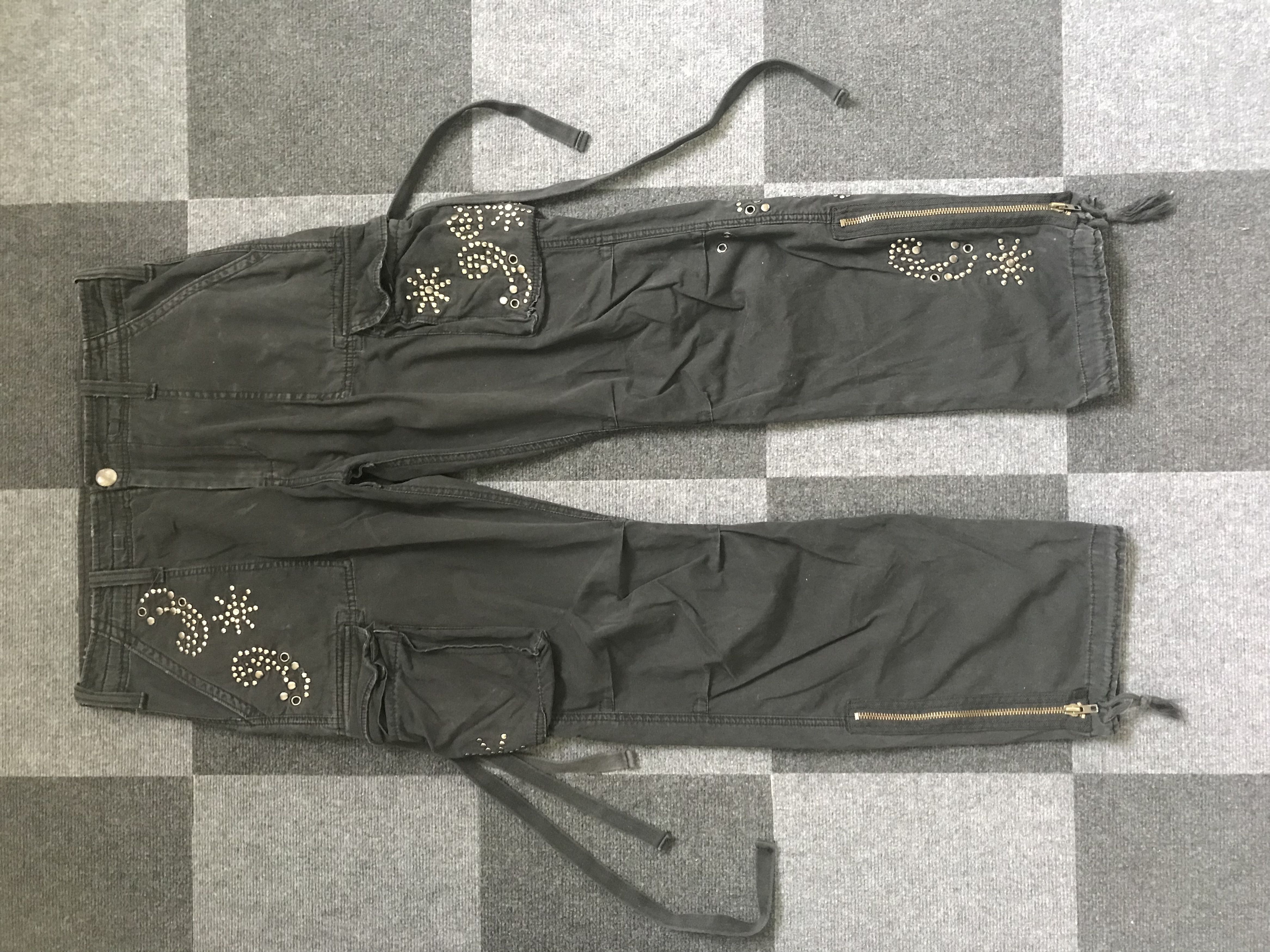 image of Military x Seditionaries Cp168 Royalblue Japan Spiky Bondage Cargo Pant in Faded Black (Size 34)