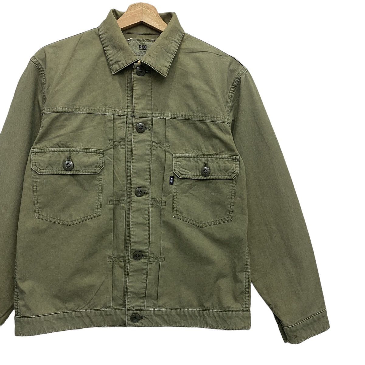 If Six Was Nine × Japanese Brand MILITARY BUTTON SHIRT JACKET BY PEG MADE IN JAPAN Size US M / EU 48-50 / 2 - 5 Thumbnail