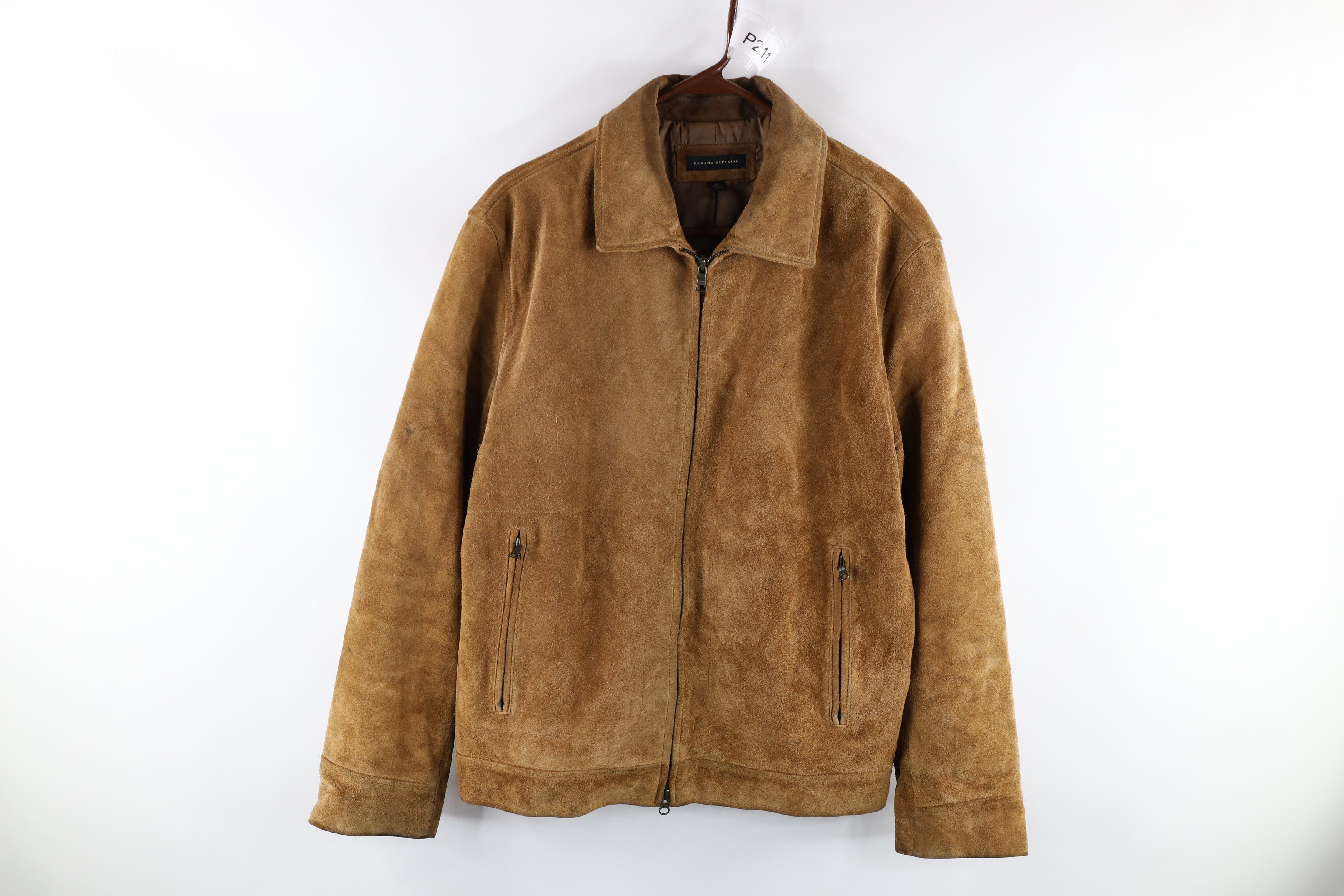 Blouson Bomber Banana Republic En Cuir Vieilli Daim - Taille 44 - Vintage Années 90 - Très Bon état