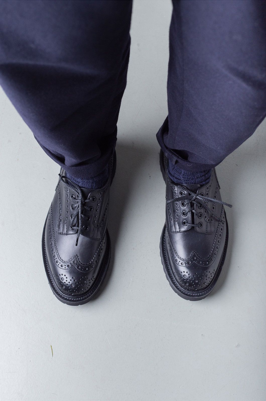 Trickers Bourton Brogue Shoe -- Black Olivvia Leather