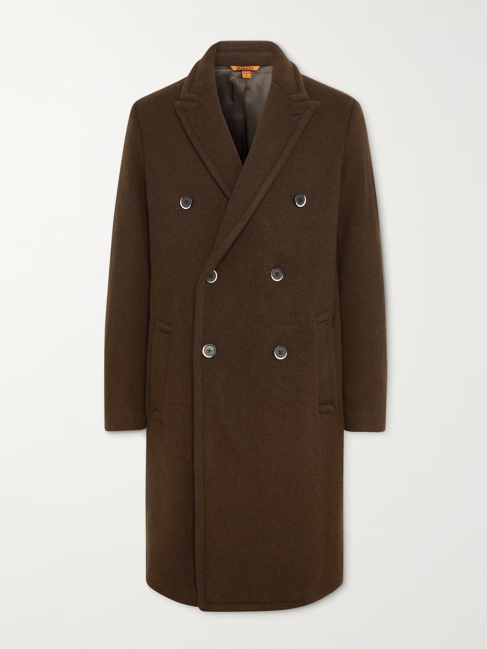 Barena Double Breasted Overcoat - Brown Wool