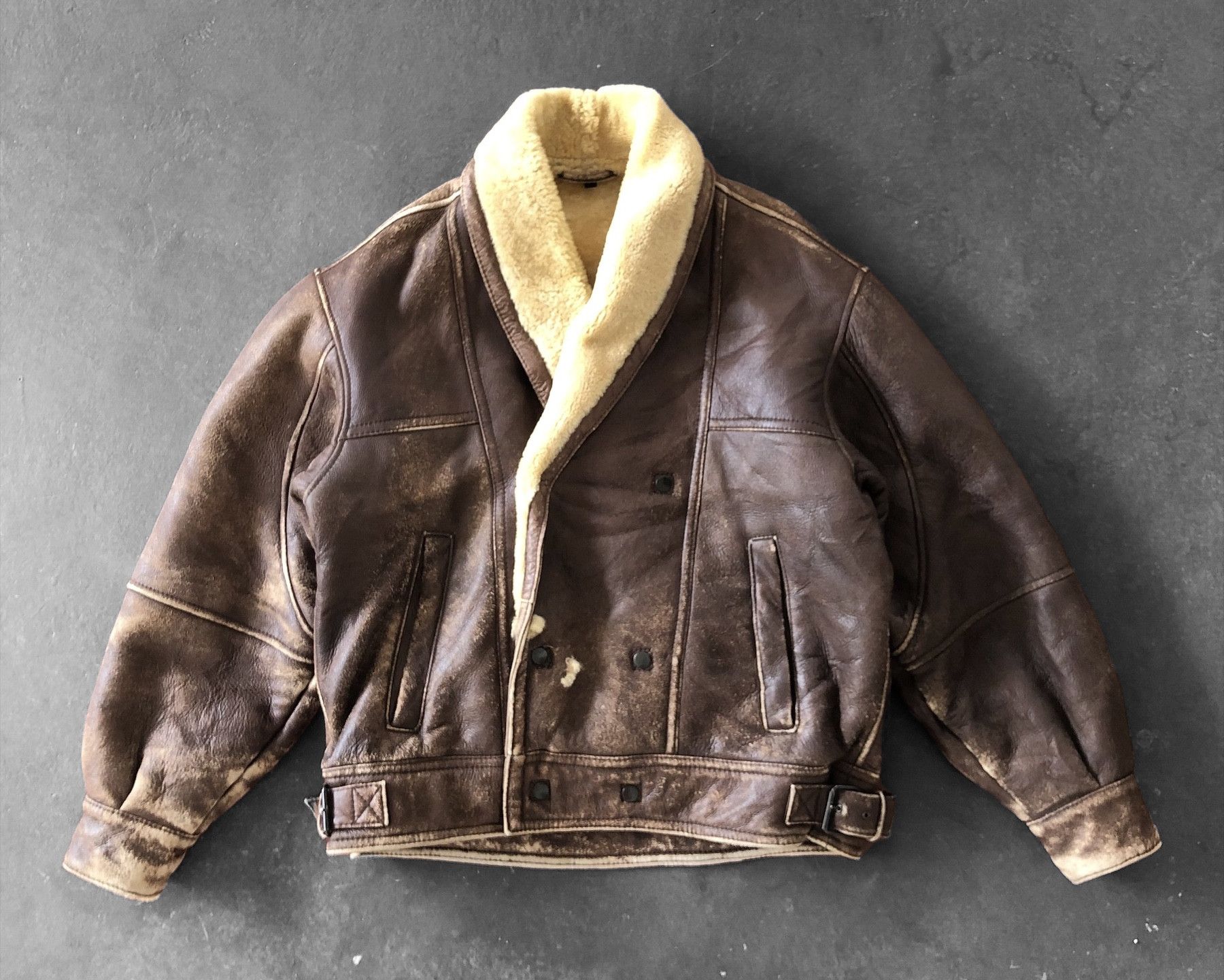 Vintage RARE🔥80’S HARAJUKU GENERAL FLYING SHEARLING SHEEPSKIN COAT Size US L / EU 52-54 / 3 - 1 Thumbnail
