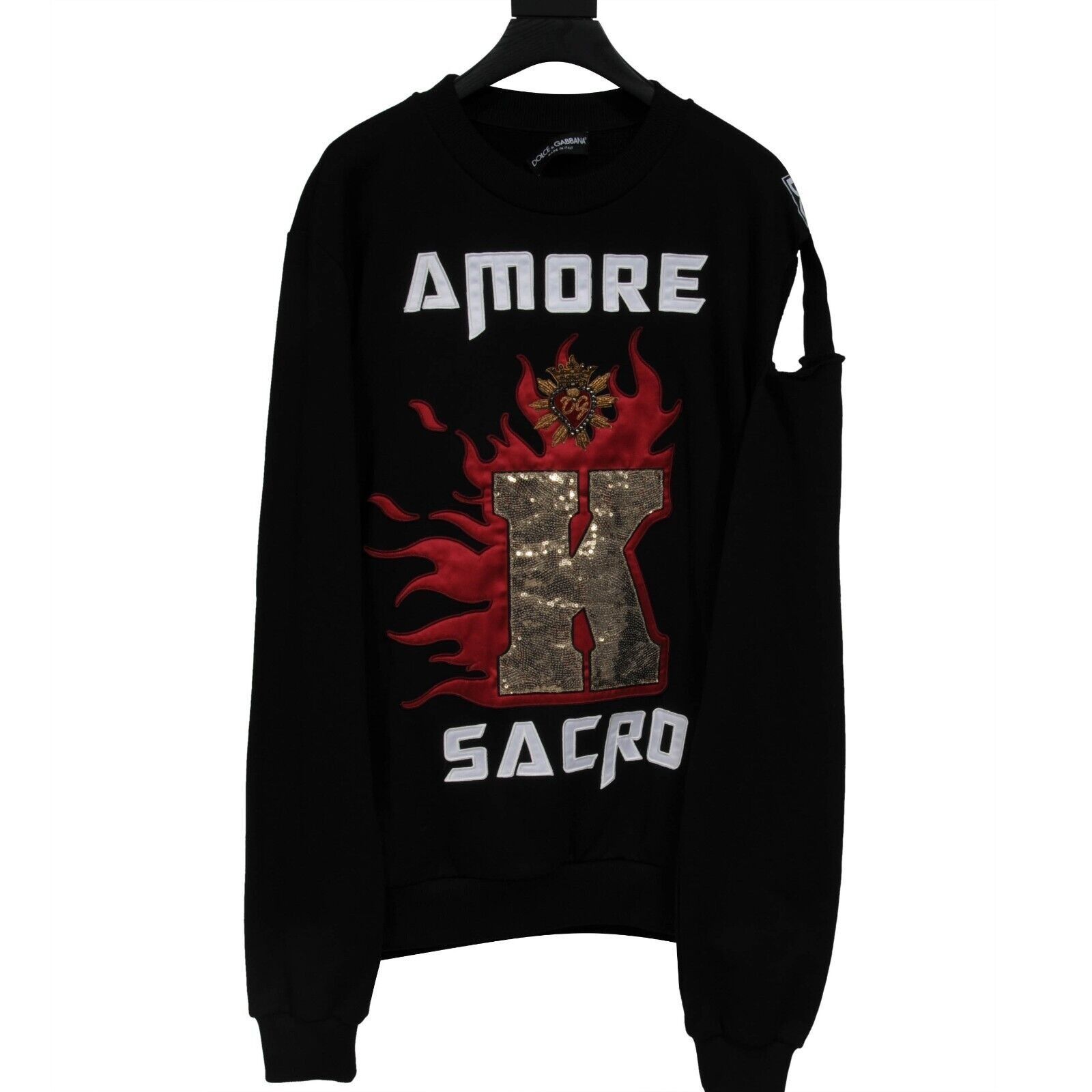 Dolce & Gabbana Amore K Sacro Pullover M Black Red Embroidery Size US M / EU 48-50 / 2 - 1 Thumbnail