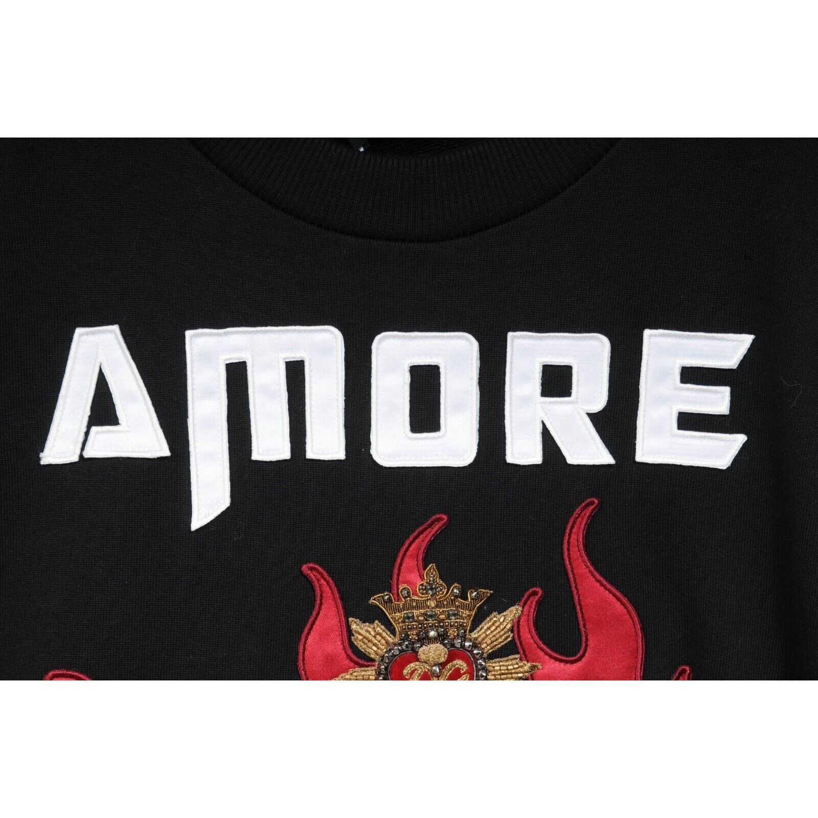 Dolce & Gabbana Amore K Sacro Pullover M Black Red Embroidery Size US M / EU 48-50 / 2 - 4 Thumbnail