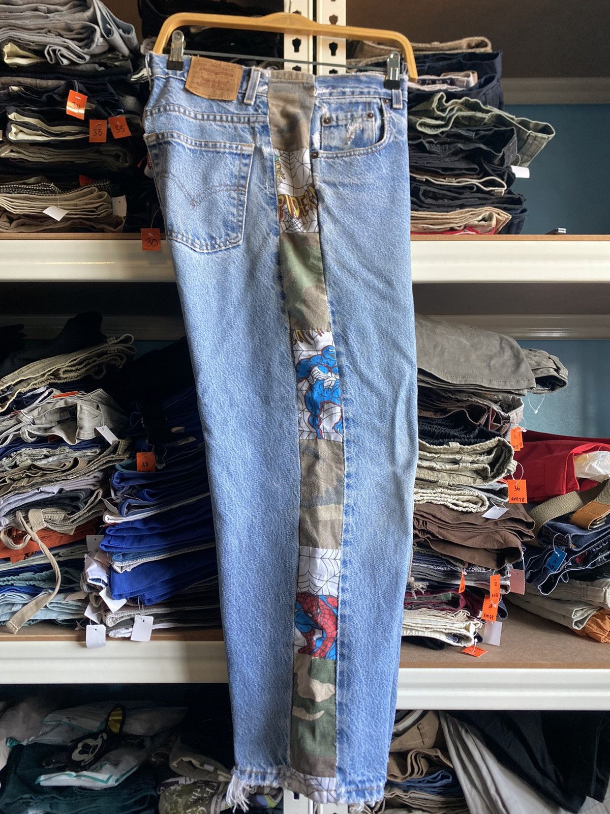 Levi's Vintage Levi’s Denim x Spiderman Custom Made Blue (W30) Size US 30 / EU 46 - 2 Thumbnail