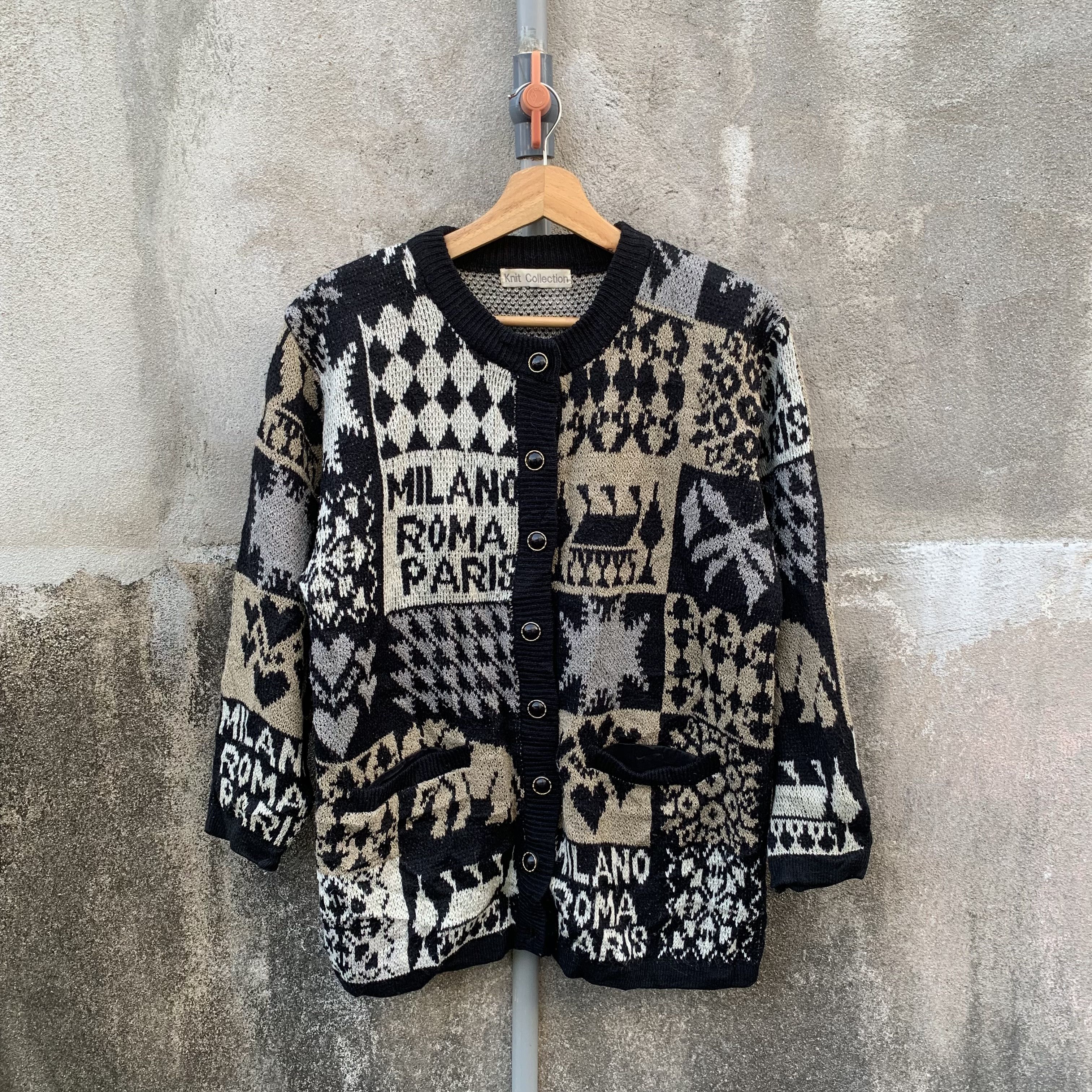Japanese Brand 💥 RARE! Japanese Vintage Knit Double Breast Arts Cardigan Size US M / EU 48-50 / 2 - 1 Thumbnail