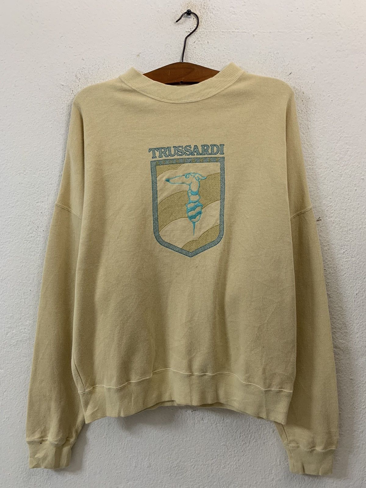 image of Trussardi Spellout Big Logo Sweatshirt in Yellow, Men's (Size Medium)