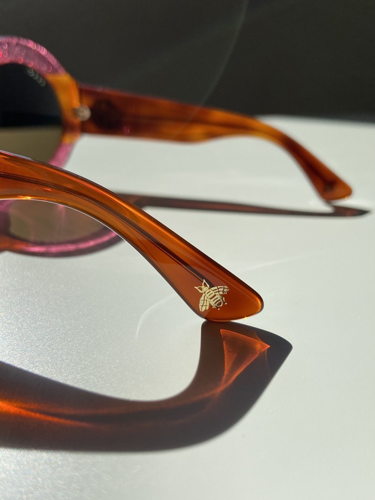 Gucci ★ OVERSIZED MASK PINK HONEY BROWN ROUND SUNGLASSES ★ Size ONE SIZE - 5 Thumbnail