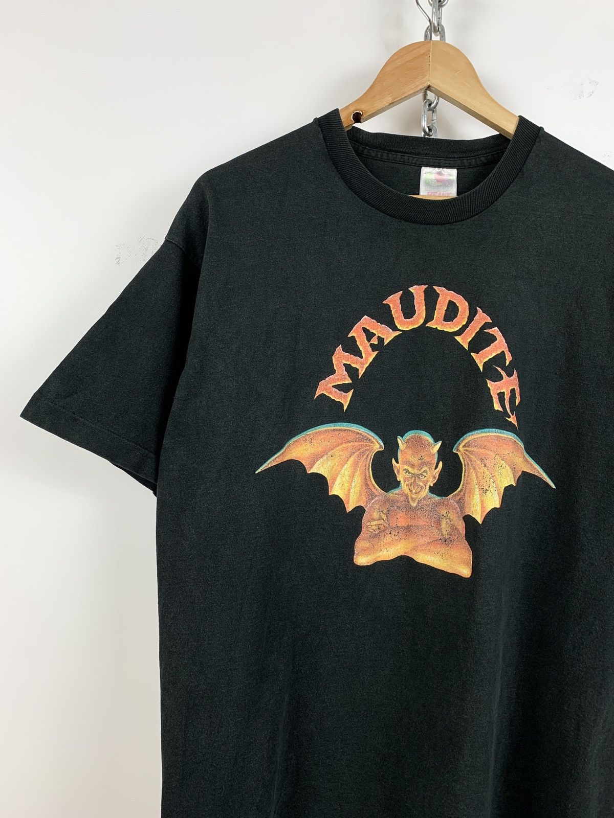 Vintage 90s Vintage Maudite Devil Bear Singe Stitch Faded T-Shirt Size US XL / EU 56 / 4 - 3 Thumbnail