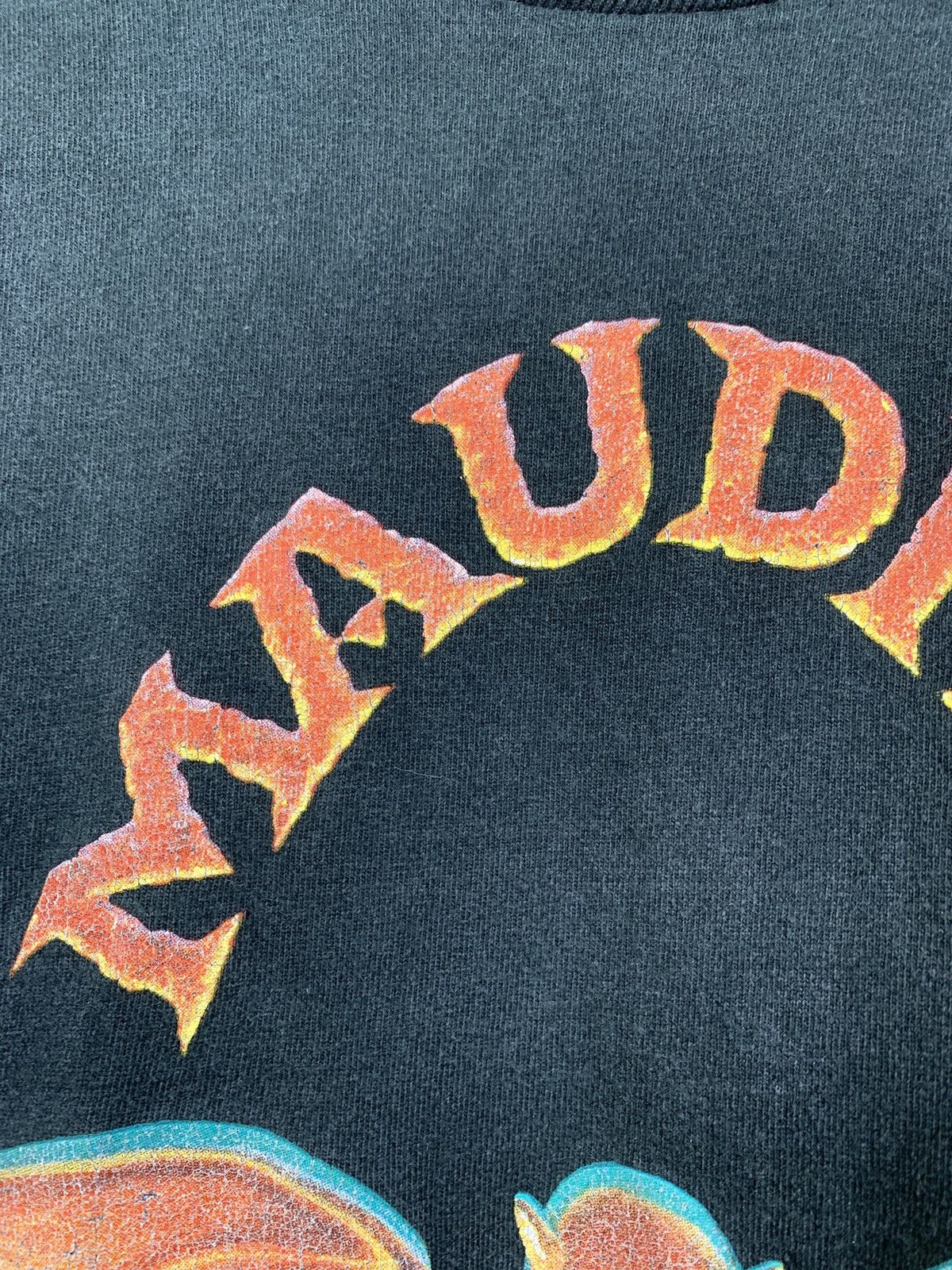 Vintage 90s Vintage Maudite Devil Bear Singe Stitch Faded T-Shirt Size US XL / EU 56 / 4 - 10 Thumbnail