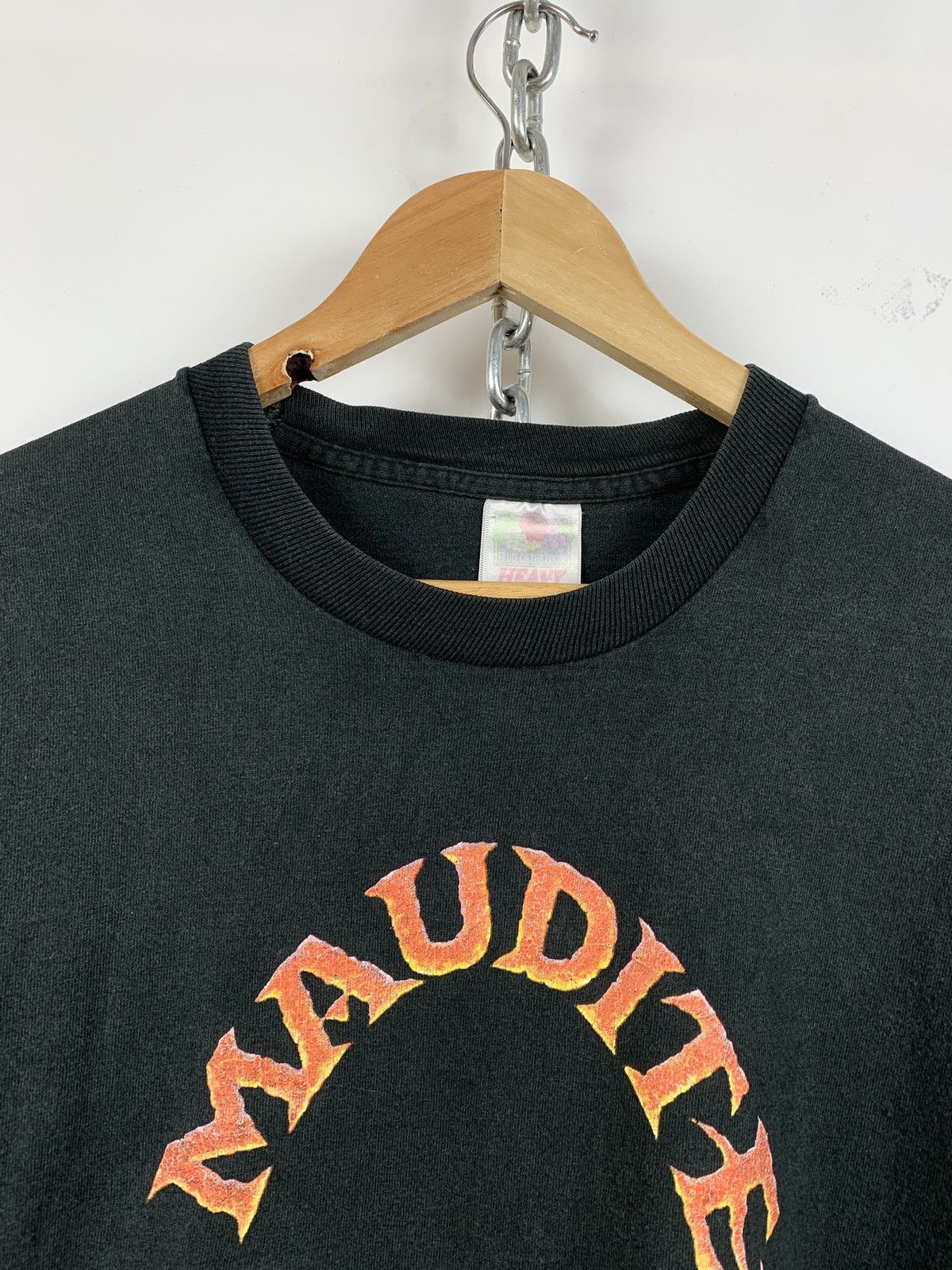 Vintage 90s Vintage Maudite Devil Bear Singe Stitch Faded T-Shirt Size US XL / EU 56 / 4 - 6 Thumbnail