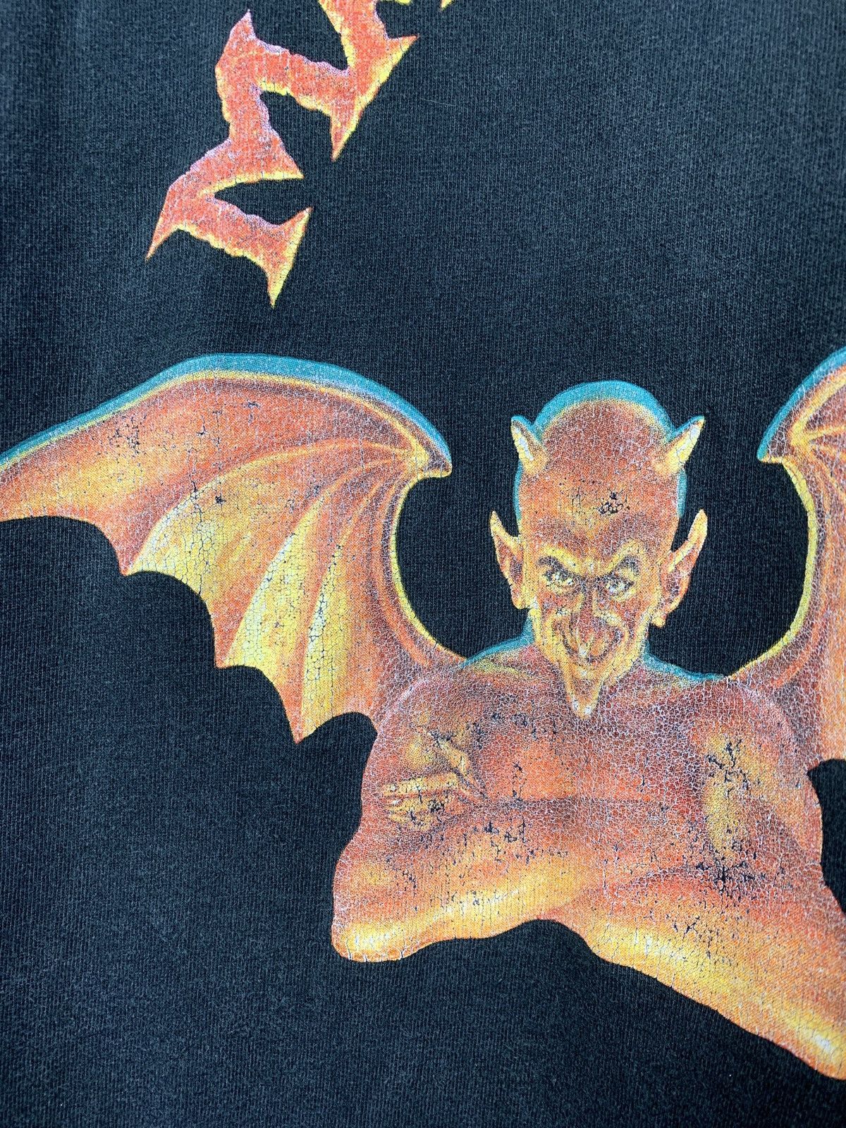 Vintage 90s Vintage Maudite Devil Bear Singe Stitch Faded T-Shirt Size US XL / EU 56 / 4 - 7 Thumbnail