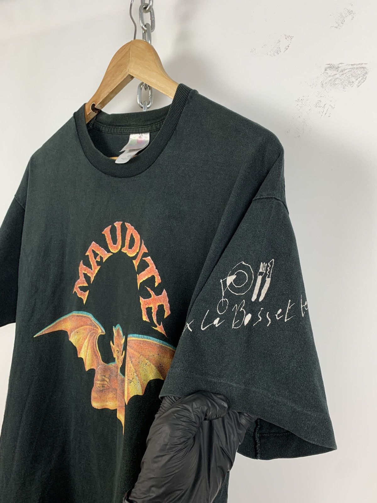 Vintage 90s Vintage Maudite Devil Bear Singe Stitch Faded T-Shirt Size US XL / EU 56 / 4 - 5 Thumbnail