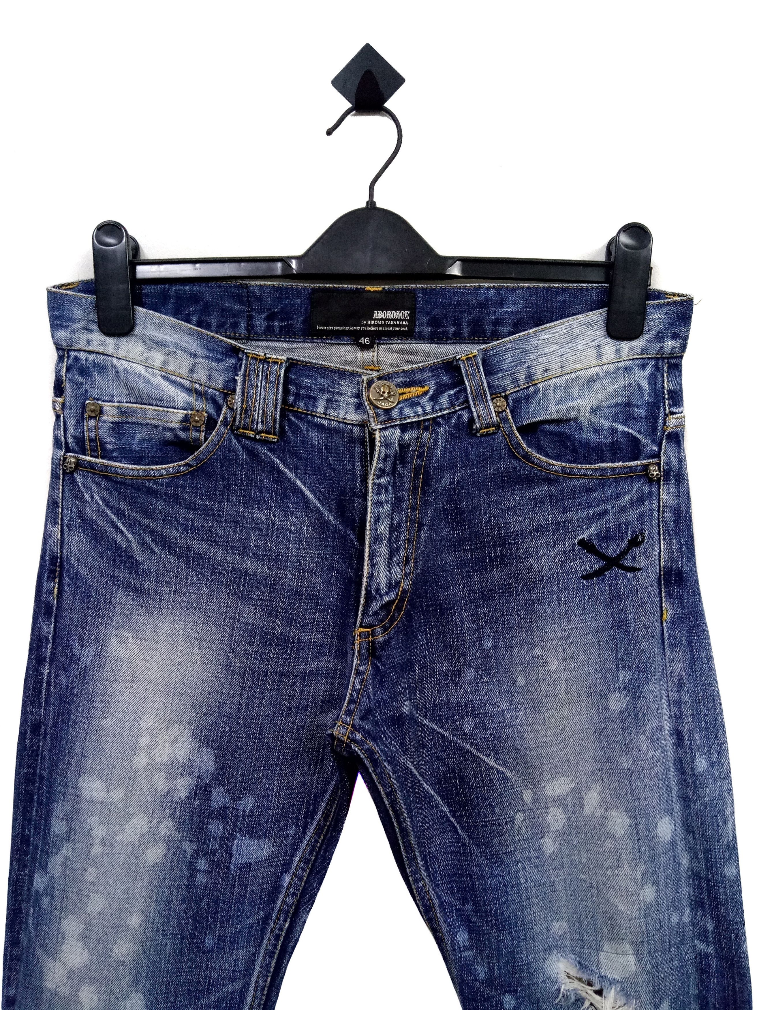 Japanese Brand 🔥🔥🔥Abordage HIROMU TAKAHARA Selvedge Distress Jeans Rare Size US 32 / EU 48 - 3 Thumbnail