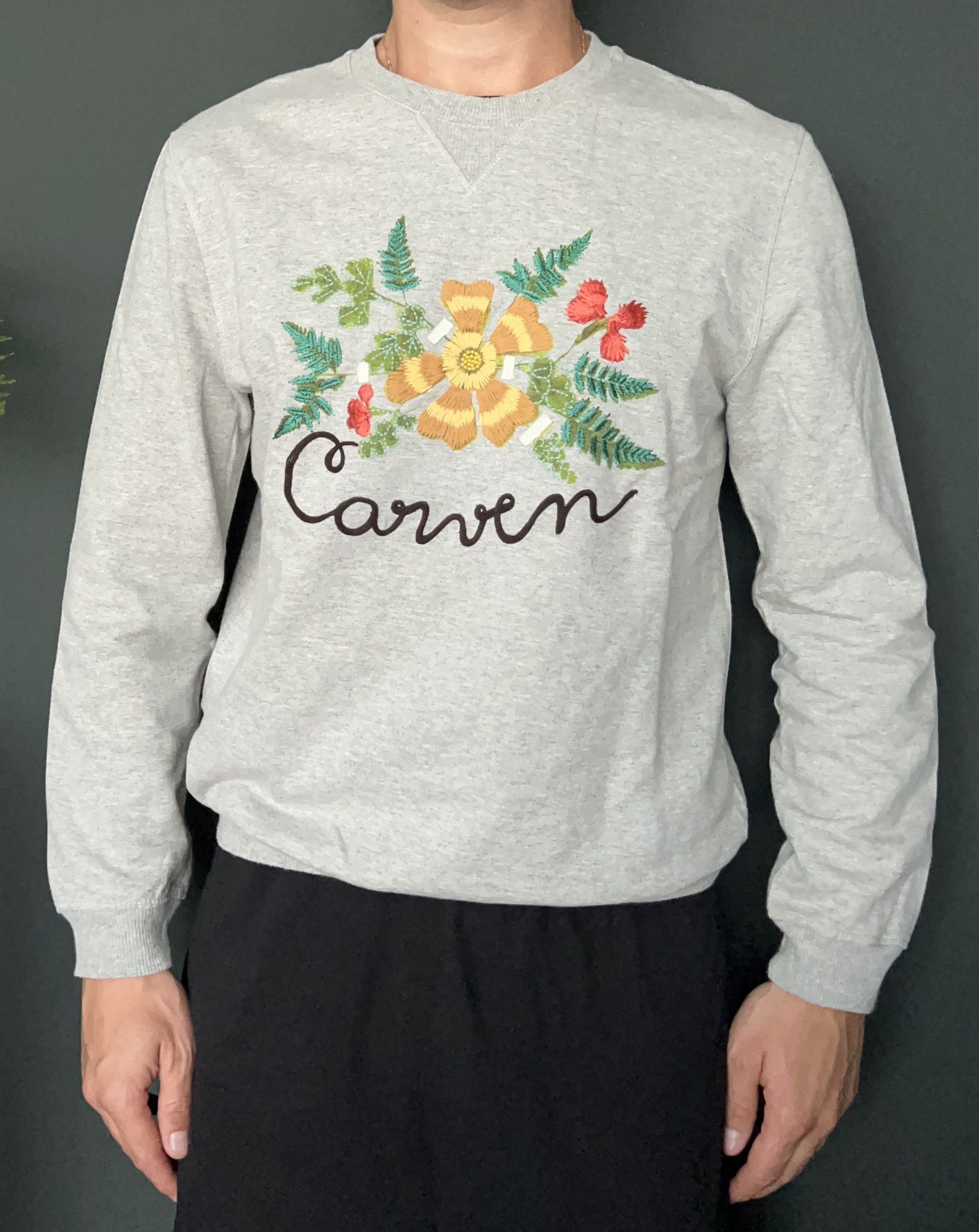 Carven Carven Floral Embroidered Sweatshirt, Grey Size US M / EU 48-50 / 2 - 1 Thumbnail