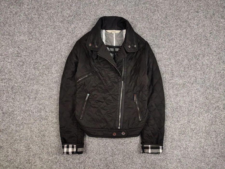 Burberry London Quilted Black Nova Check Biker Jacket