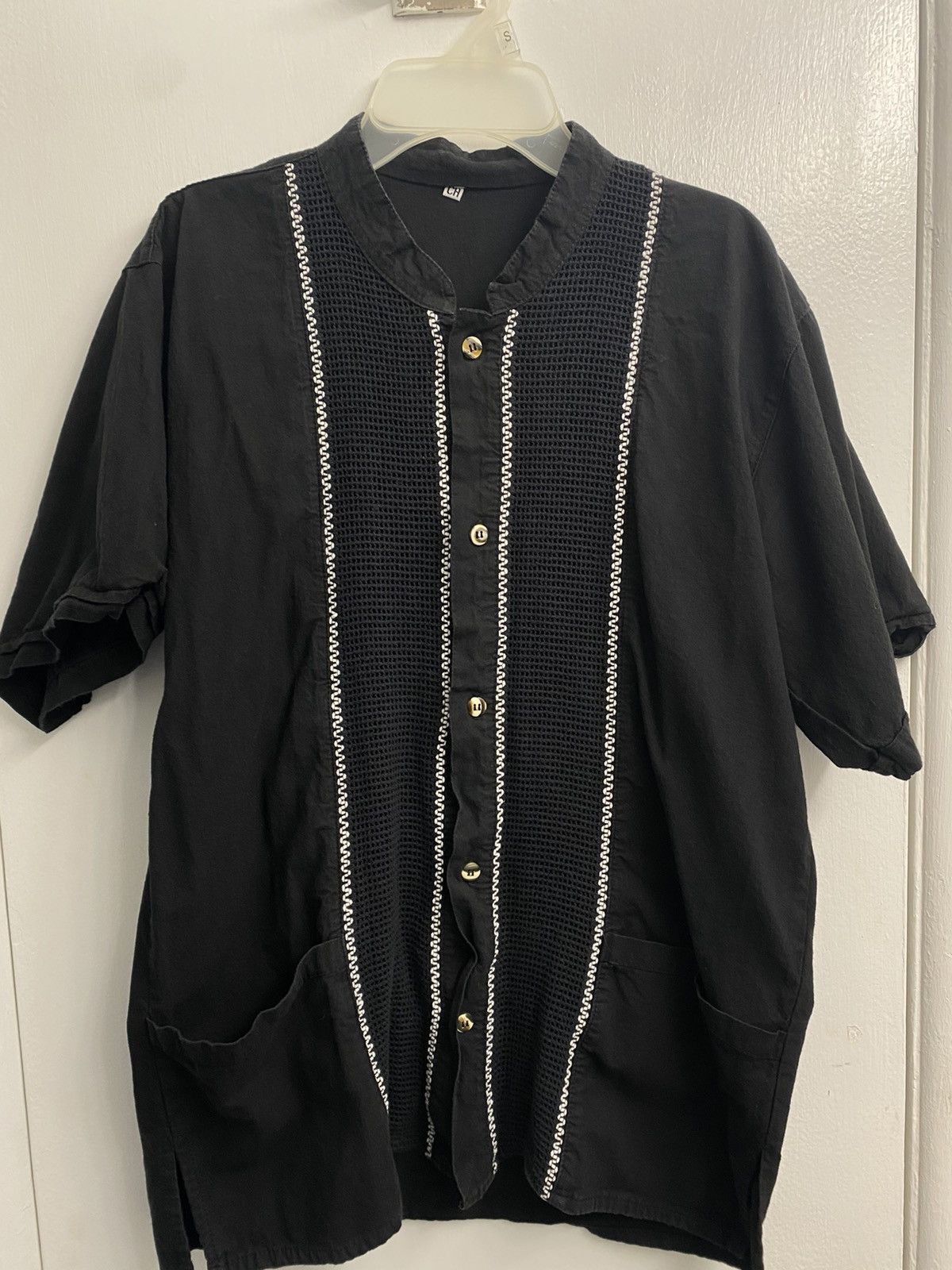 Black button up shirt handmade