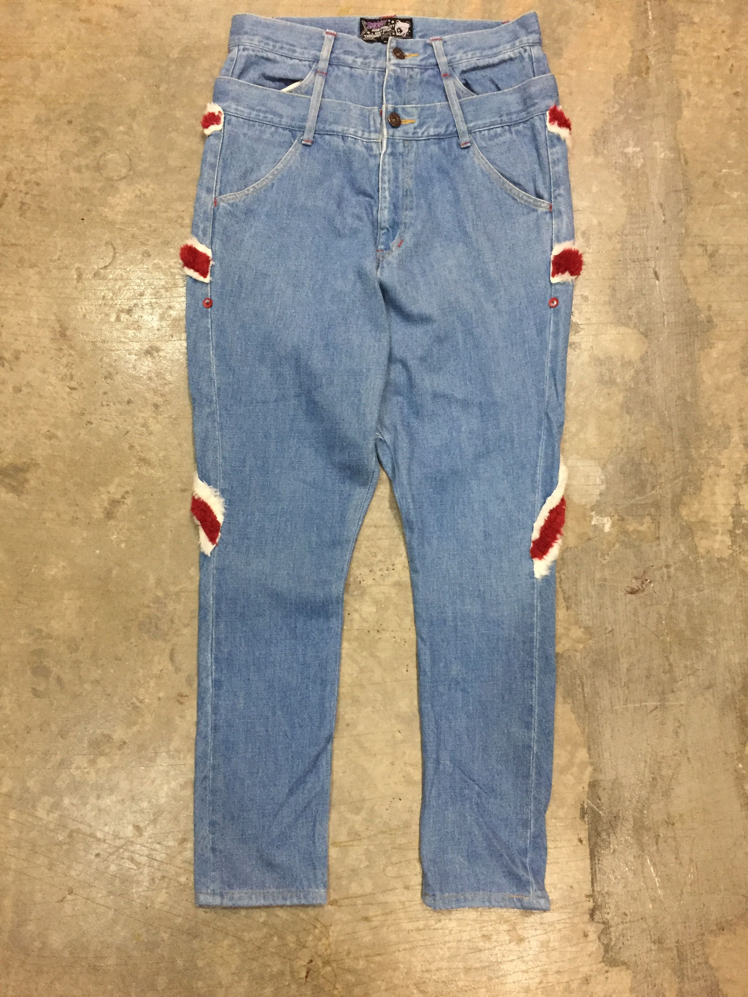 20471120 Candy Stripper Double waist fur union jack pants Size US 29 - 6 Thumbnail