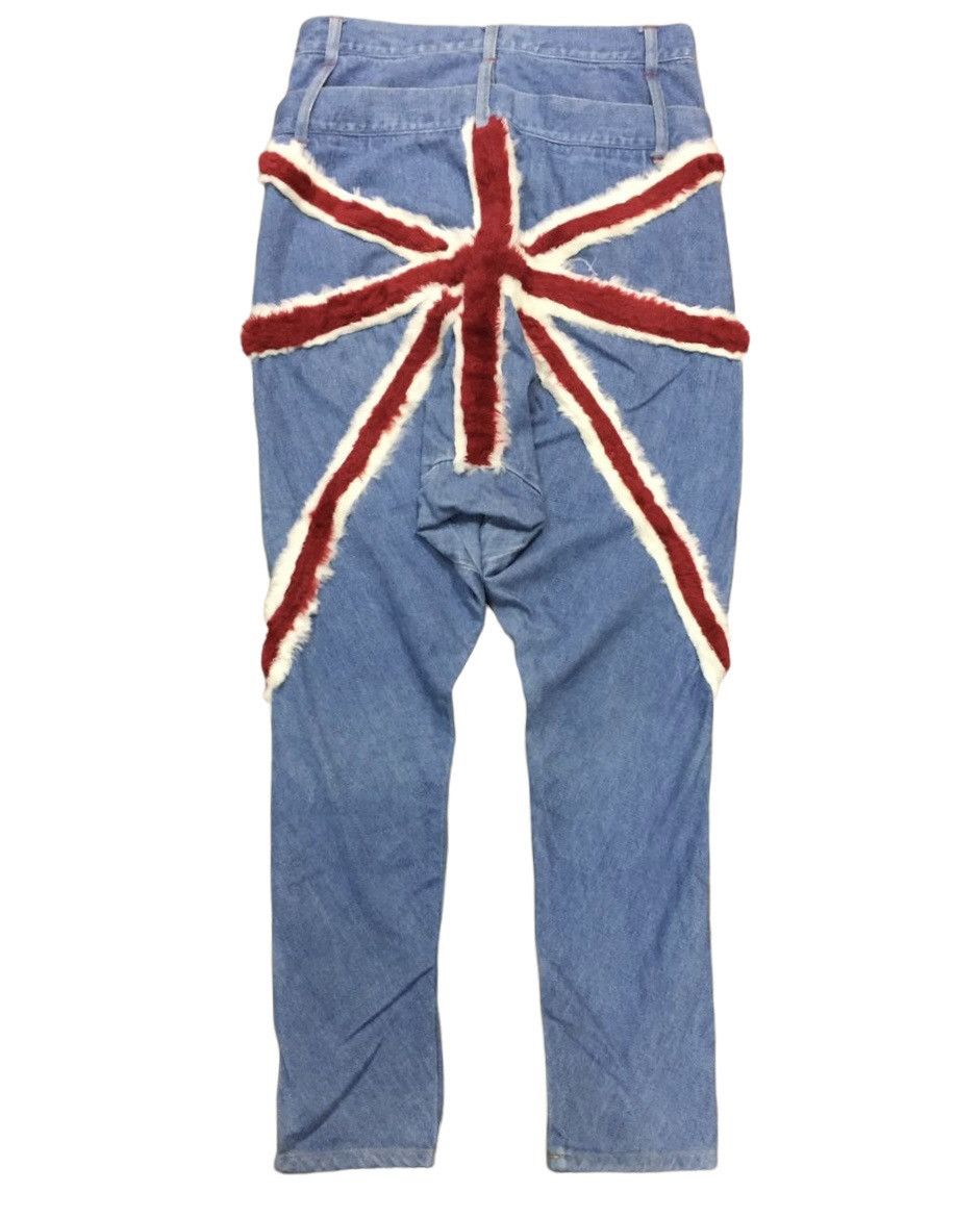 20471120 Candy Stripper Double waist fur union jack pants Size US 29 - 1 Thumbnail