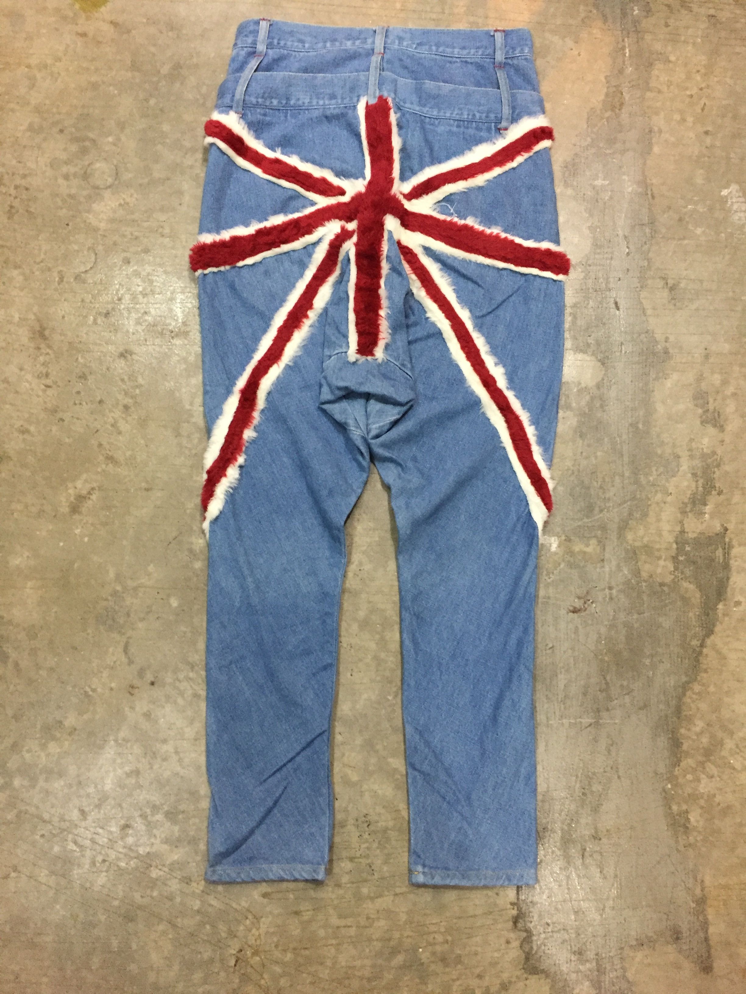 20471120 Candy Stripper Double waist fur union jack pants Size US 29 - 2 Thumbnail