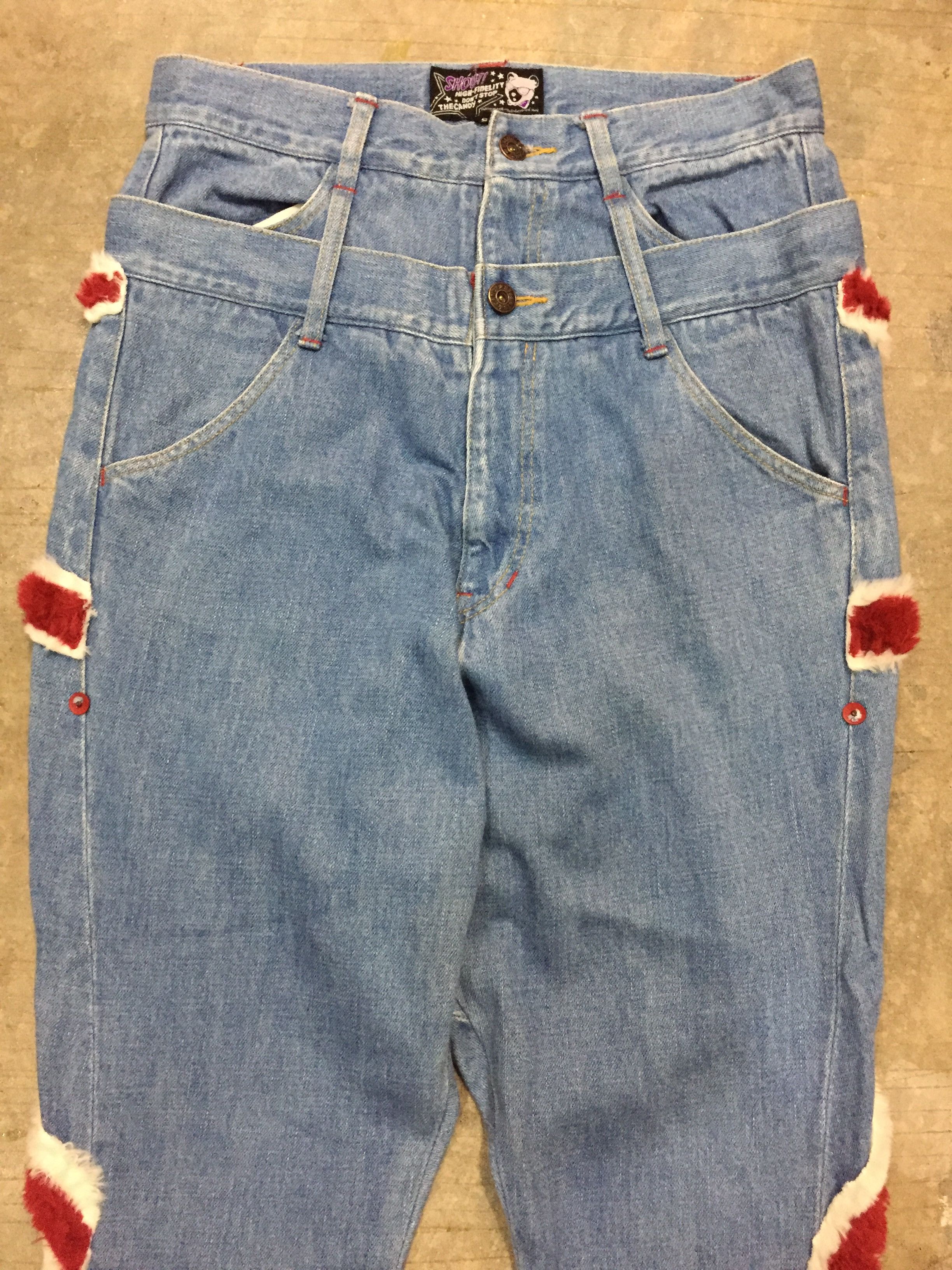 20471120 Candy Stripper Double waist fur union jack pants Size US 29 - 7 Thumbnail