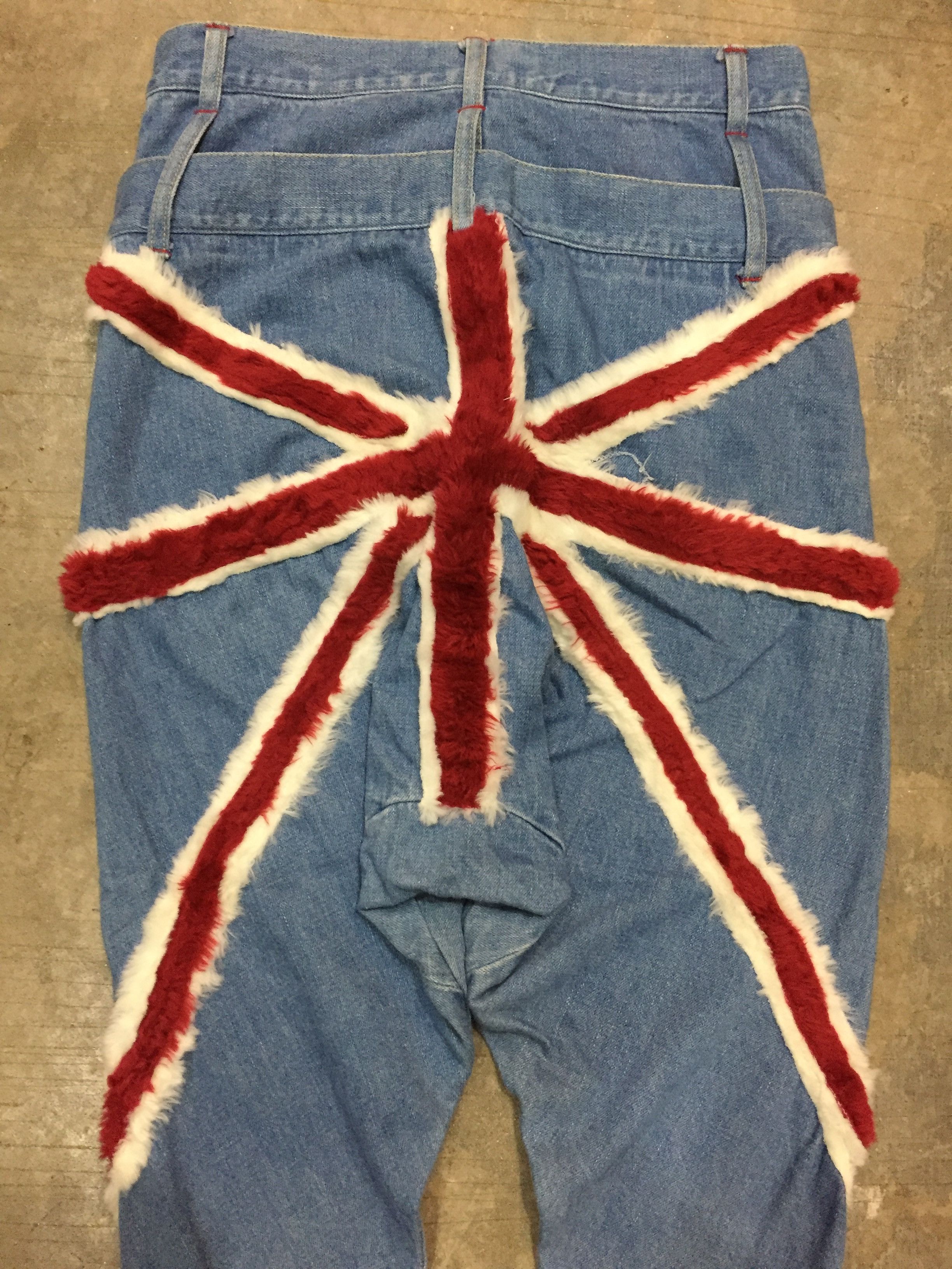 20471120 Candy Stripper Double waist fur union jack pants Size US 29 - 3 Thumbnail