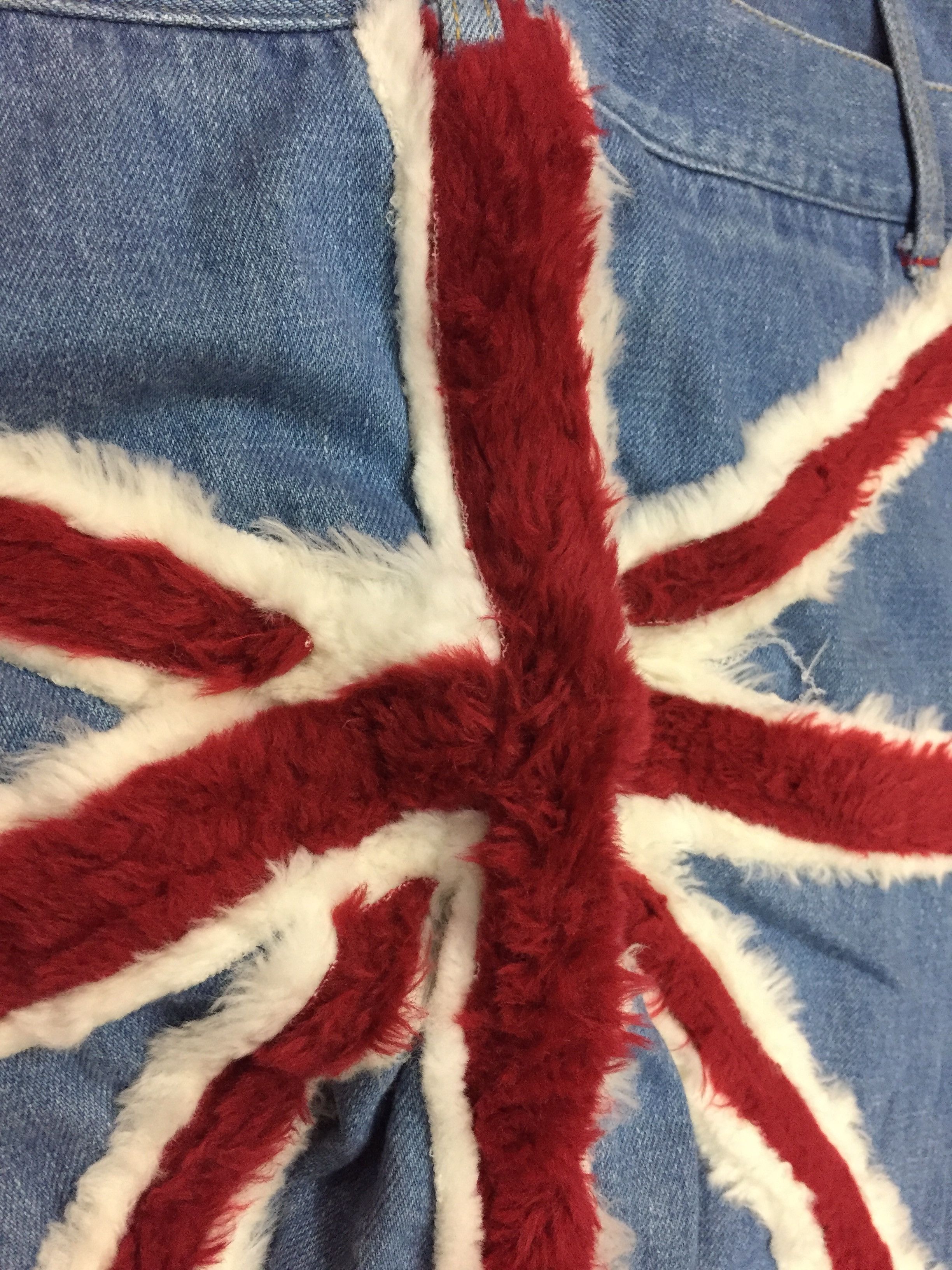 20471120 Candy Stripper Double waist fur union jack pants Size US 29 - 4 Thumbnail