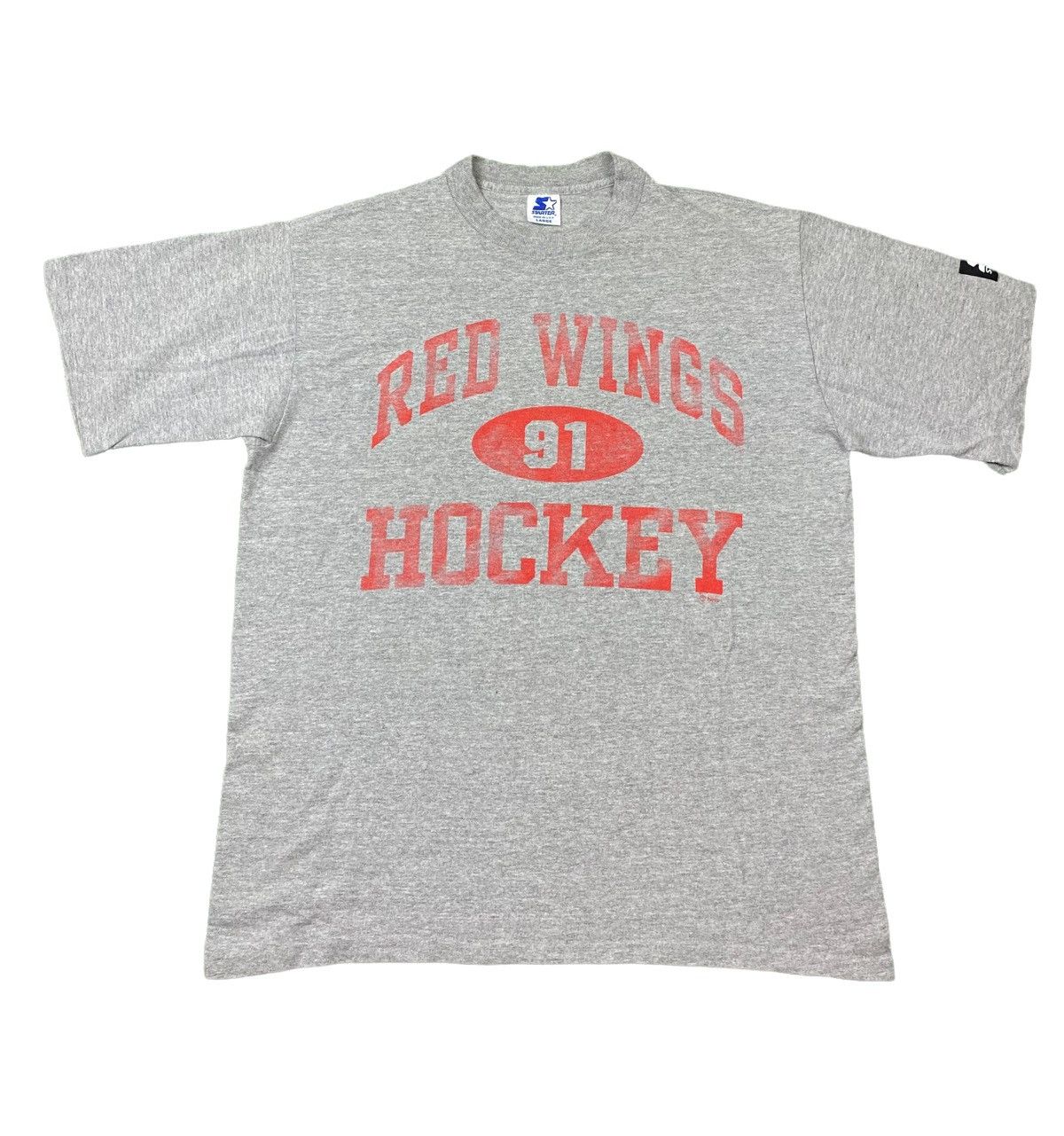 NHL × Starter × Vintage Vintage Starter Red Wings Hockey T Shirt Size US L / EU 52-54 / 3 - 1 Thumbnail