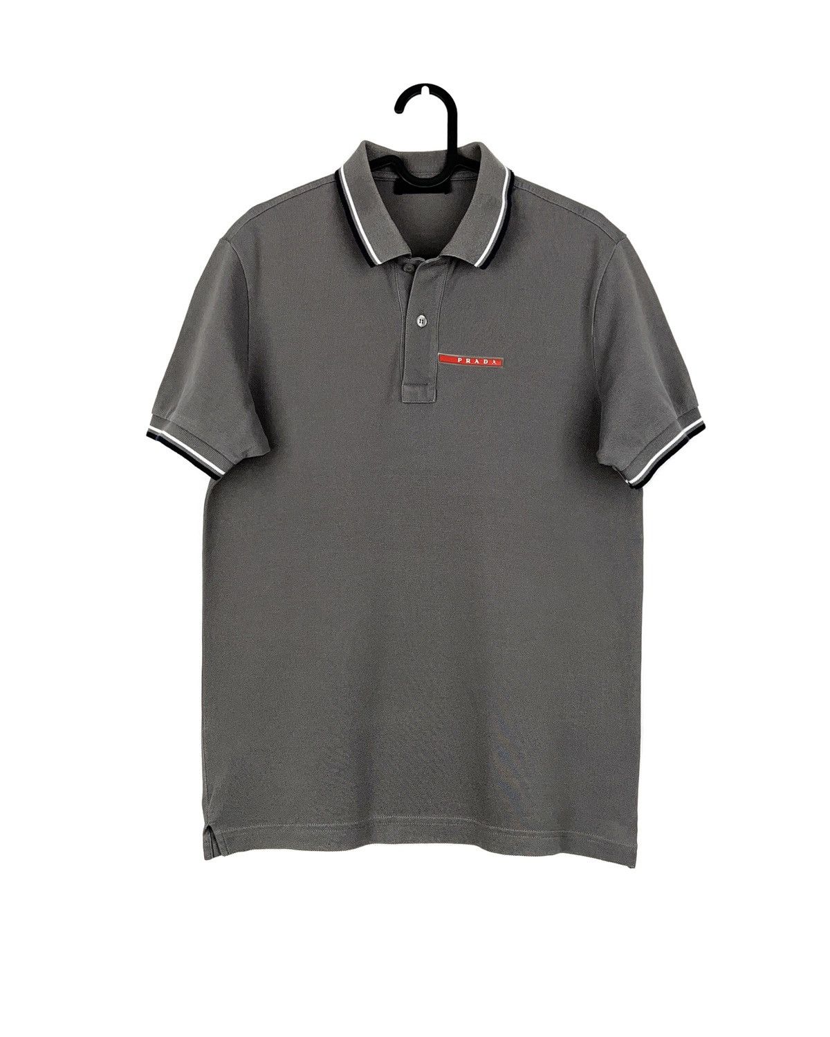 Prada Prada Classic Red Tab Logo Gray Polo Shirt Size US S / EU 44-46 / 1 - 1 Thumbnail