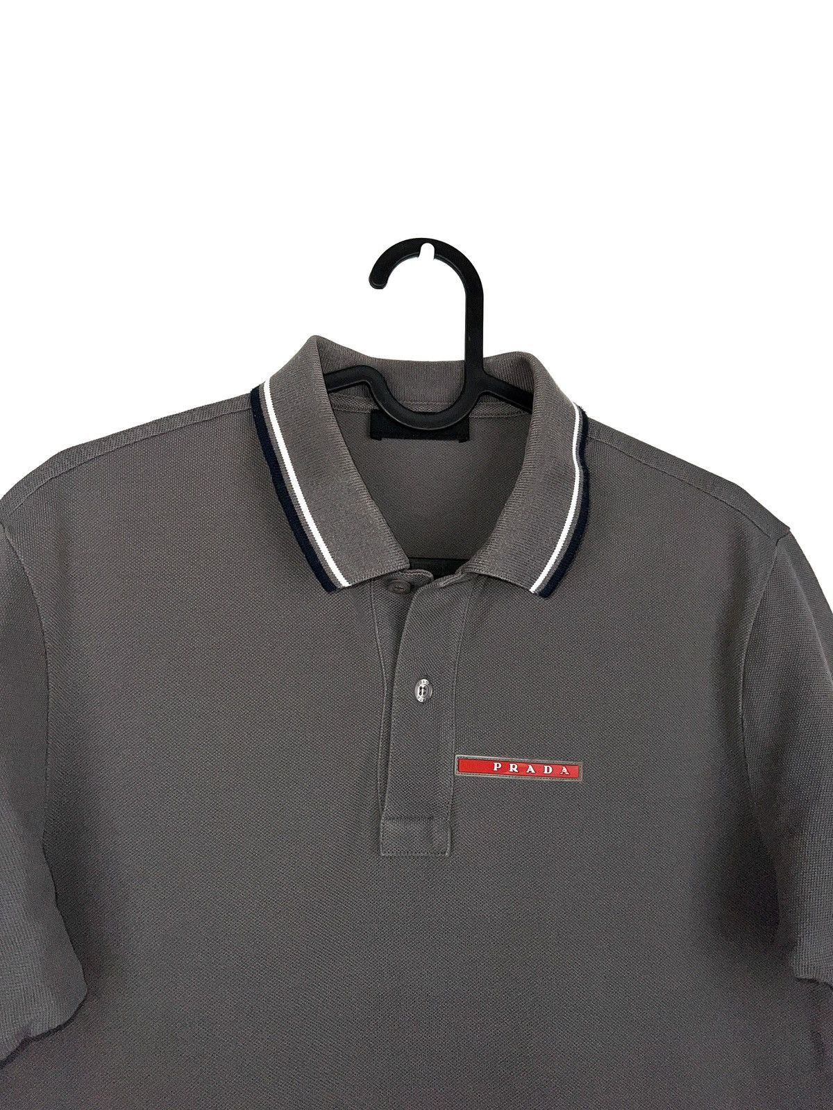 Prada Prada Classic Red Tab Logo Gray Polo Shirt Size US S / EU 44-46 / 1 - 2 Thumbnail