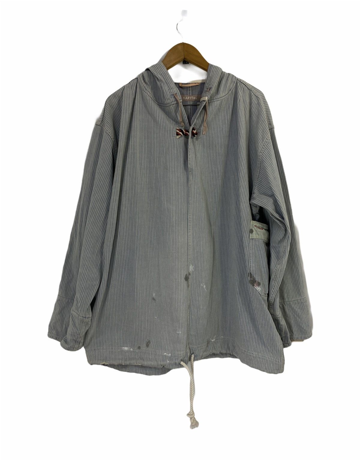 Kapital Kapital Kiro Hirata Hickory Stripe Anorak Jacket With Hoodie Size US L / EU 52-54 / 3 - 1 Thumbnail