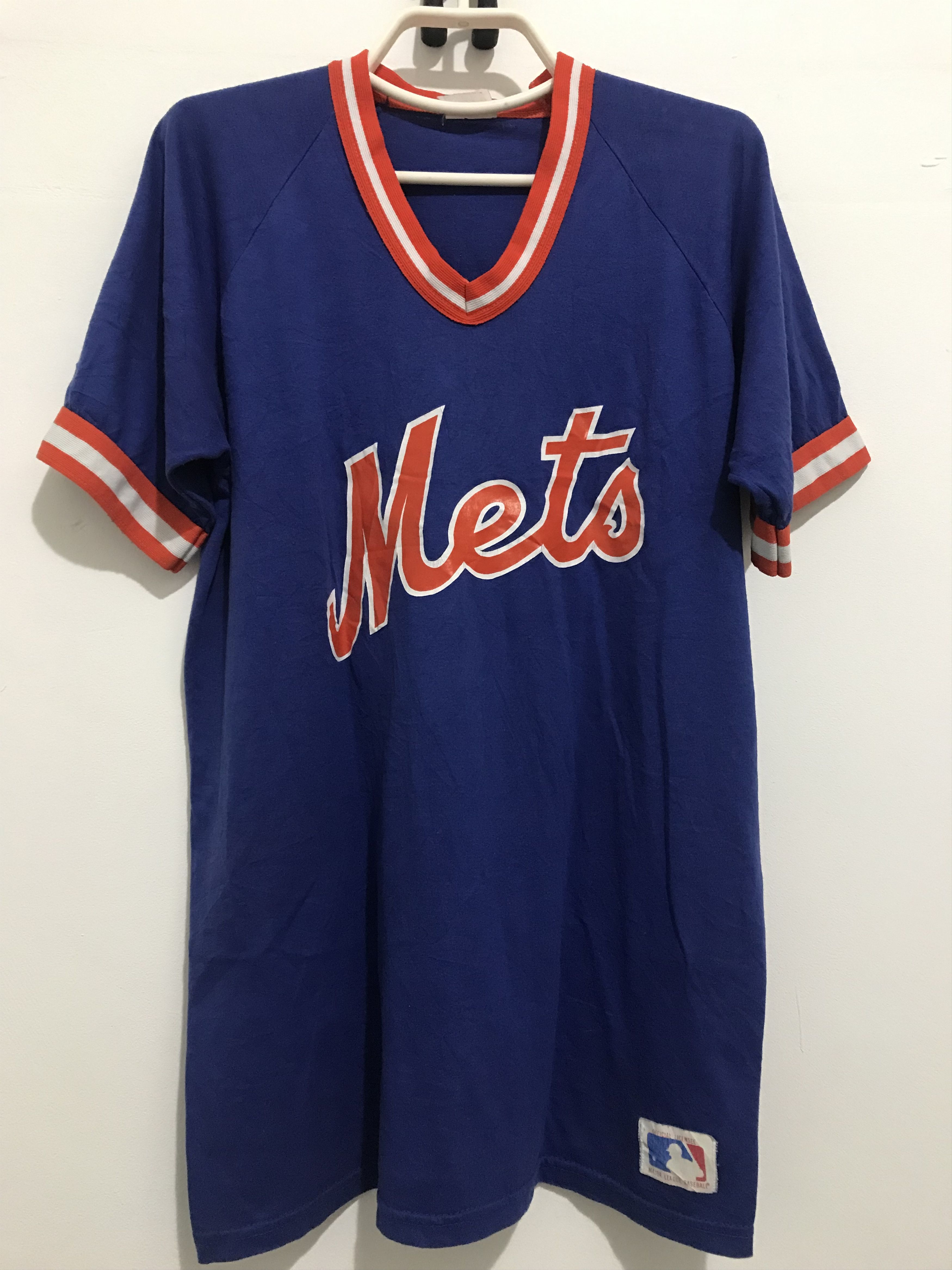 Vintage Vintage New York Mets MLB Sand Knit USA TShirt Size US L / EU 52-54 / 3 - 1 Thumbnail