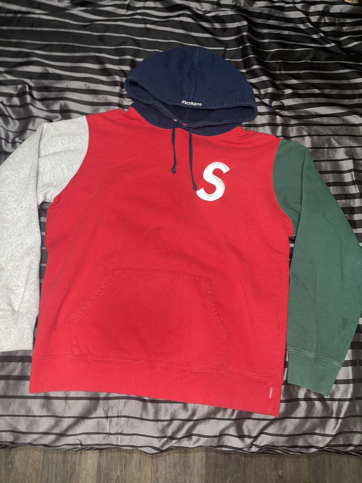 Supreme S Logo Colorblocked Hoodie | Grailed