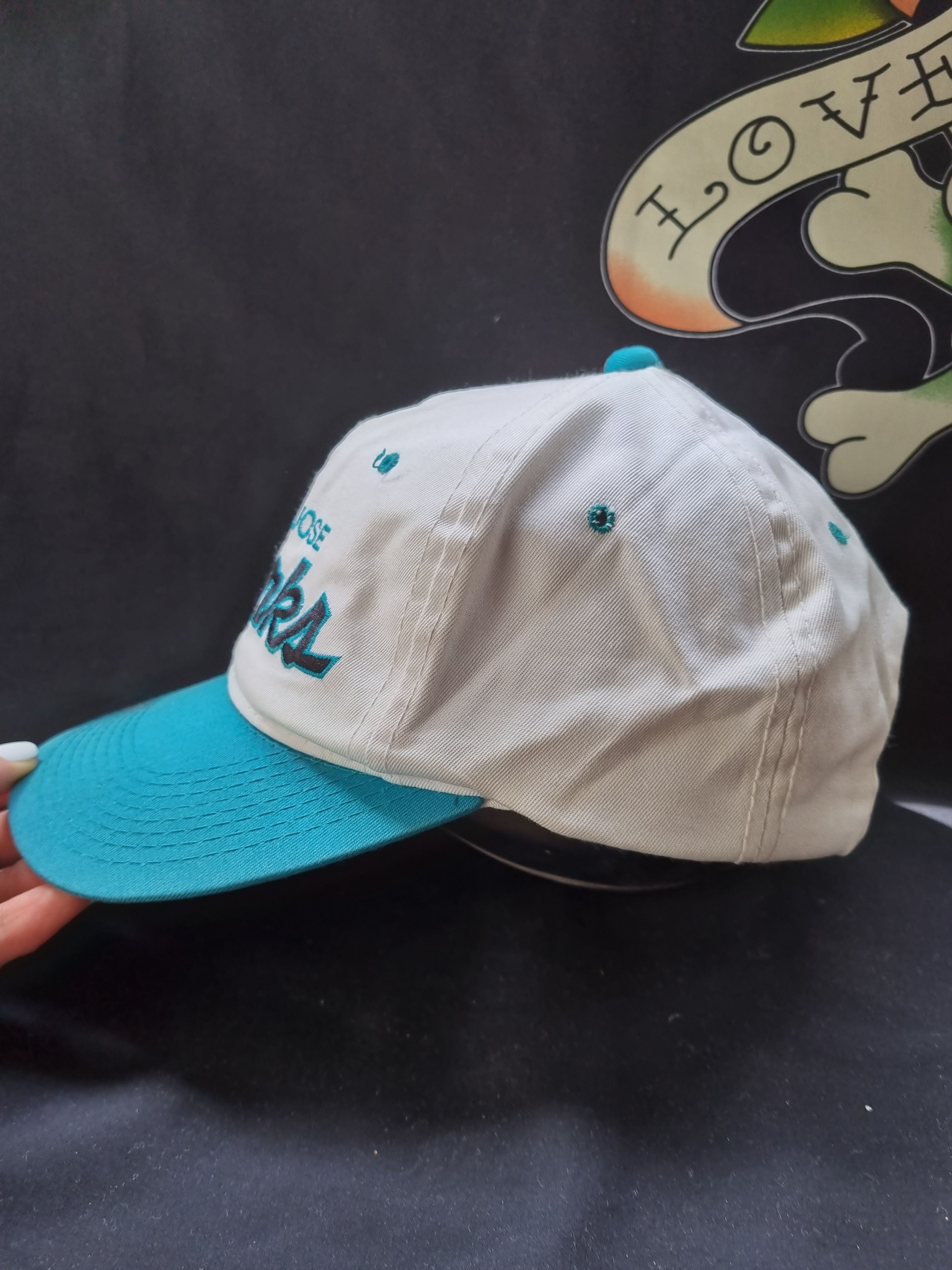 NHL × Sports Specialties 90s NHL Sharks San Jose Sports Specialties Script Logo Cap Size ONE SIZE - 4 Thumbnail