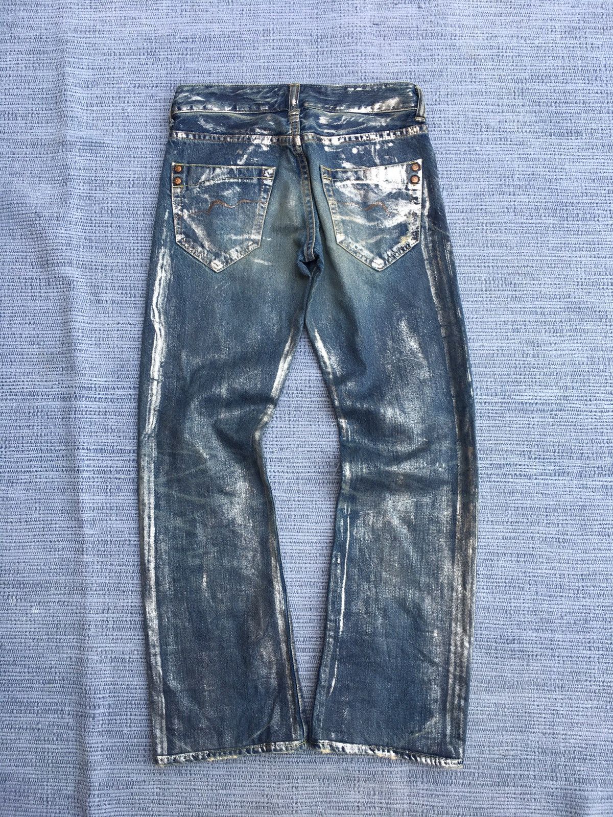 Japanese Brand rivet & blue distress jeans Size 26" / US 2 / IT 38 - 8 Thumbnail