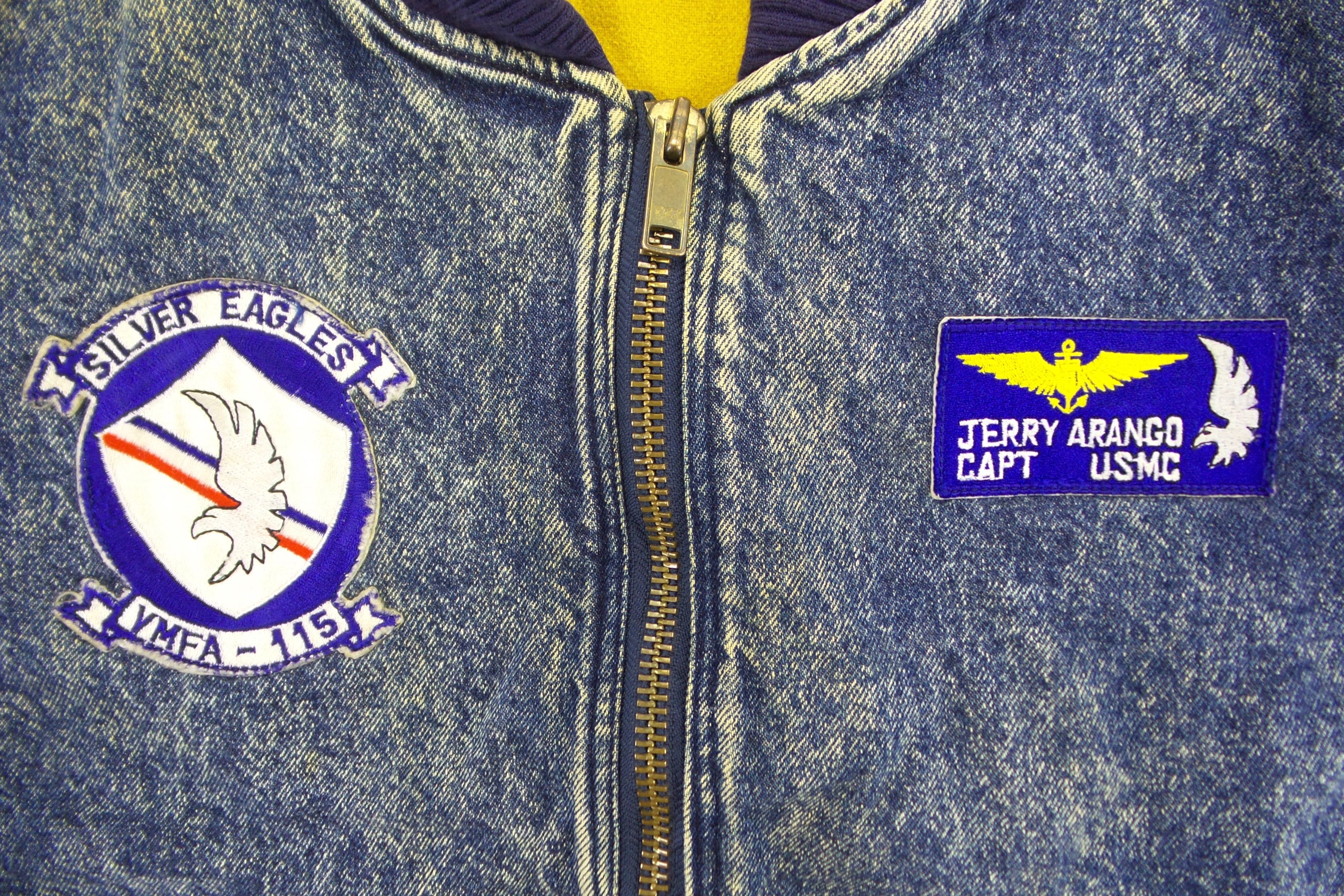 Japanese Brand Tush Koji 'USMC VMFA-115' Denim Bomber Jackets Size US L / EU 52-54 / 3 - 4 Thumbnail