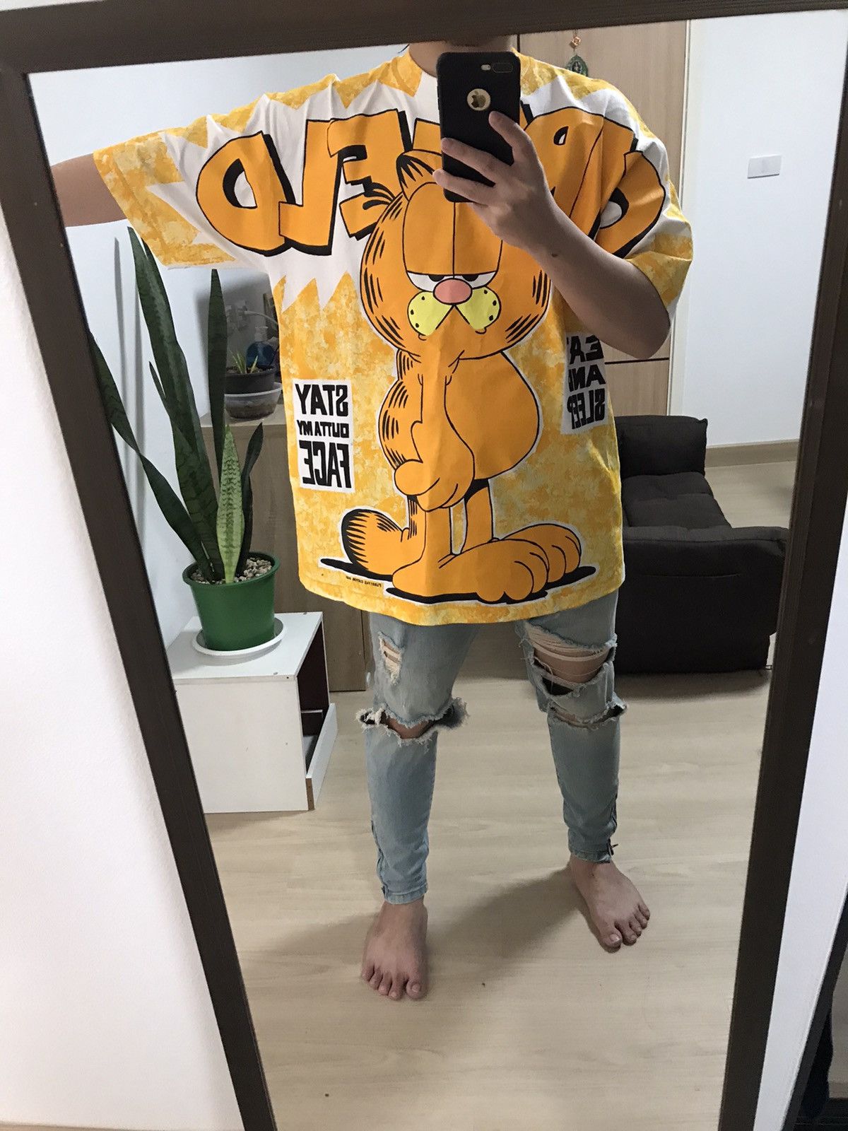 *Modern Custom painted 2021* Garfield AOP t shirt