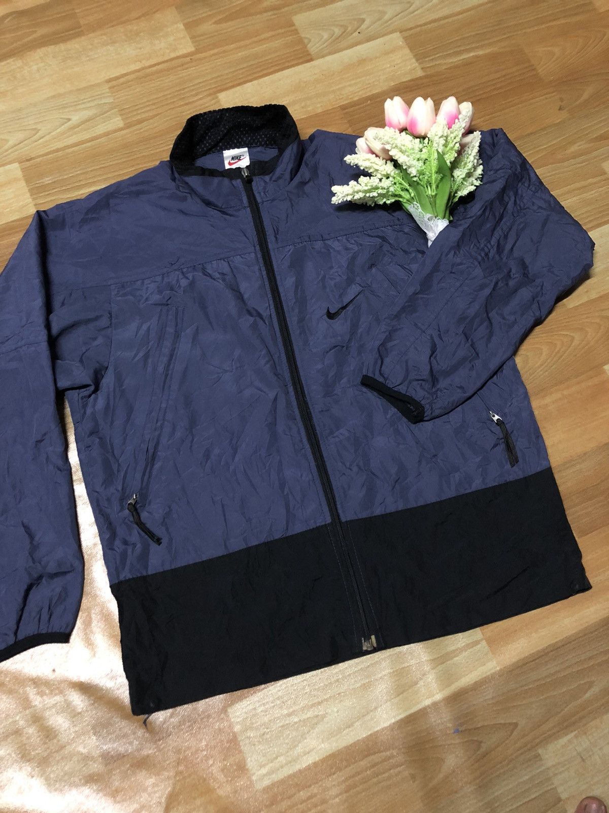💥RARE Vintage Nike Embroidery Windbreaker Zipper Up 90s