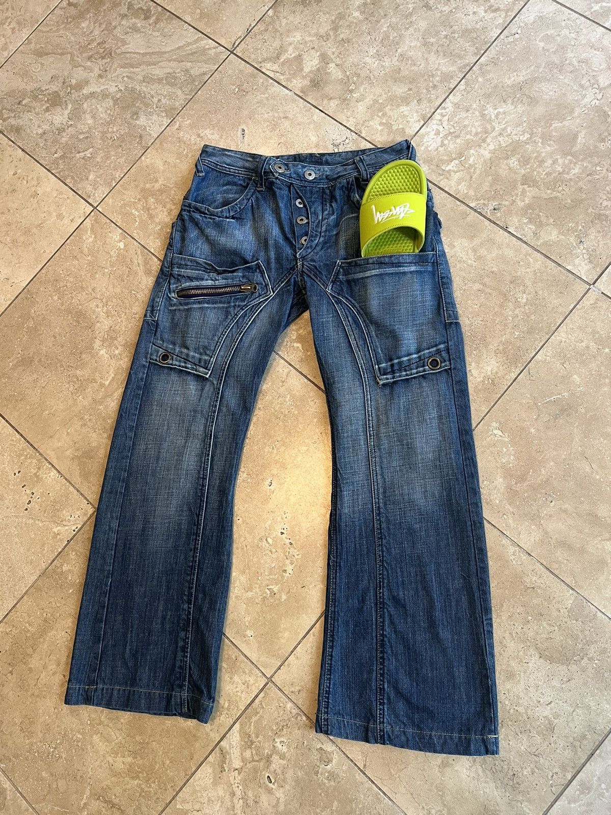 Japanese Brand × Vintage Vintage Japanese double knee flare denim jeans Size US 30 / EU 46 - 3 Thumbnail