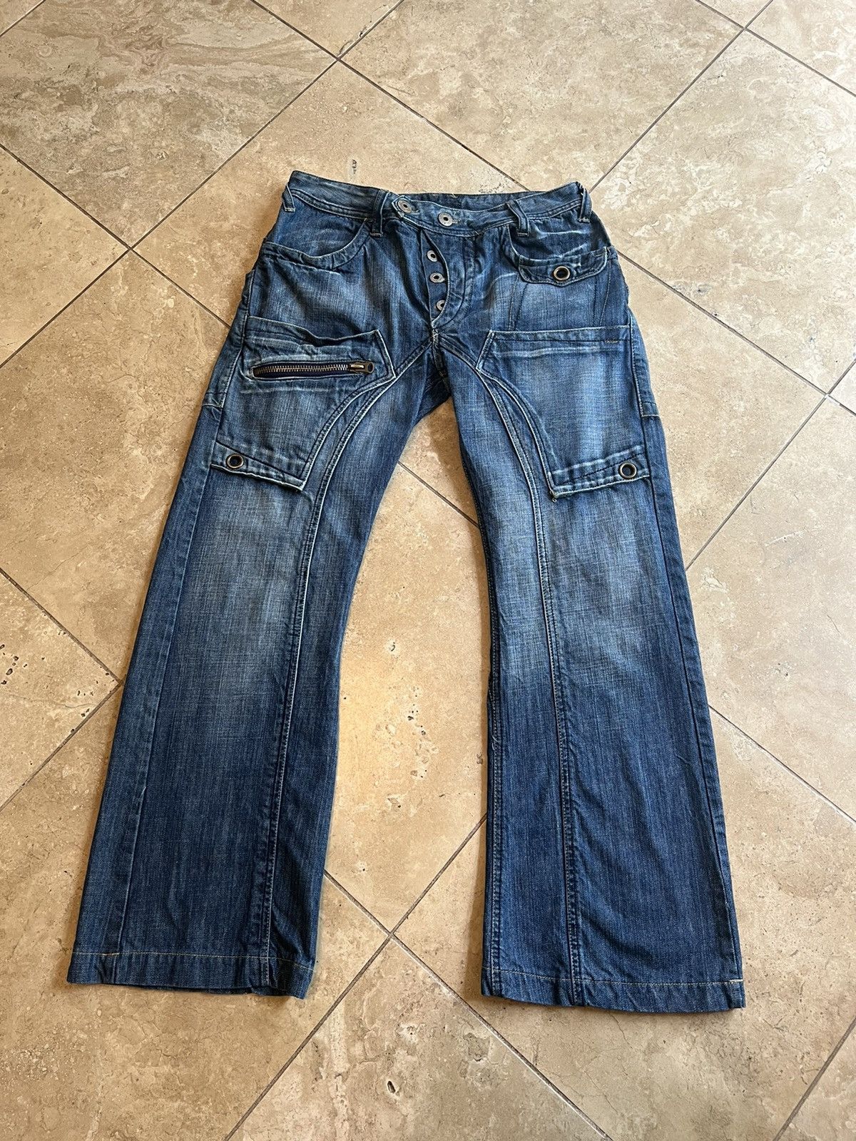 Japanese Brand × Vintage Vintage Japanese double knee flare denim jeans Size US 30 / EU 46 - 1 Thumbnail