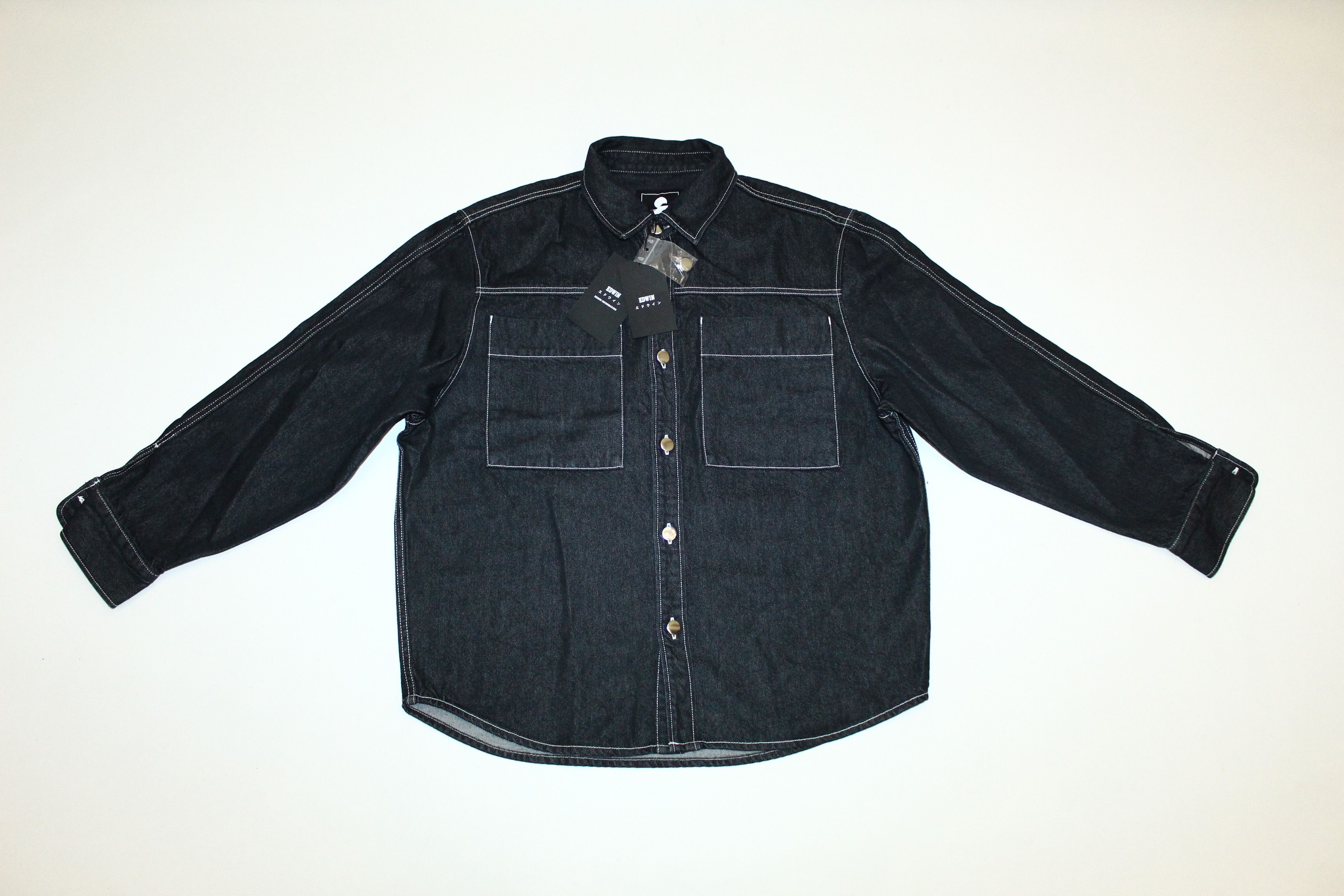 Edwin Edwin Ranell Cotton Lyocell Raw Denim Baggy Overshirt. Size US M / EU 48-50 / 2 - 2 Thumbnail