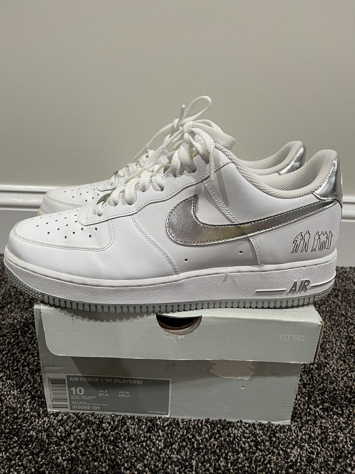 Nike Nike Air Force 1 Low 07 “Players” White / Silver Size US 10 / EU 43 - 4 Thumbnail