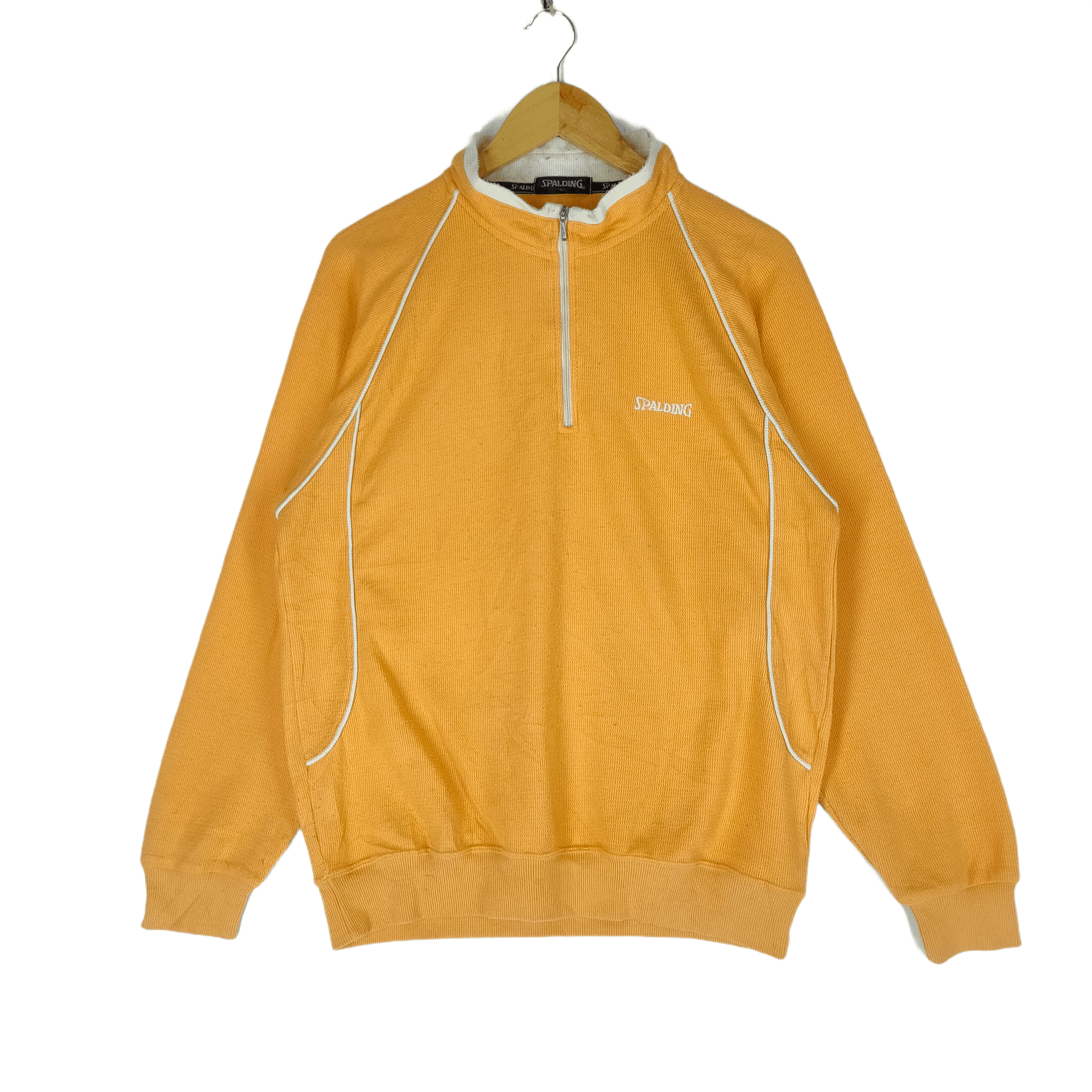 image of Vintage Spalding Neck Zipper Embroidery Spellout Sweatshirt, Men's (Size Large)
