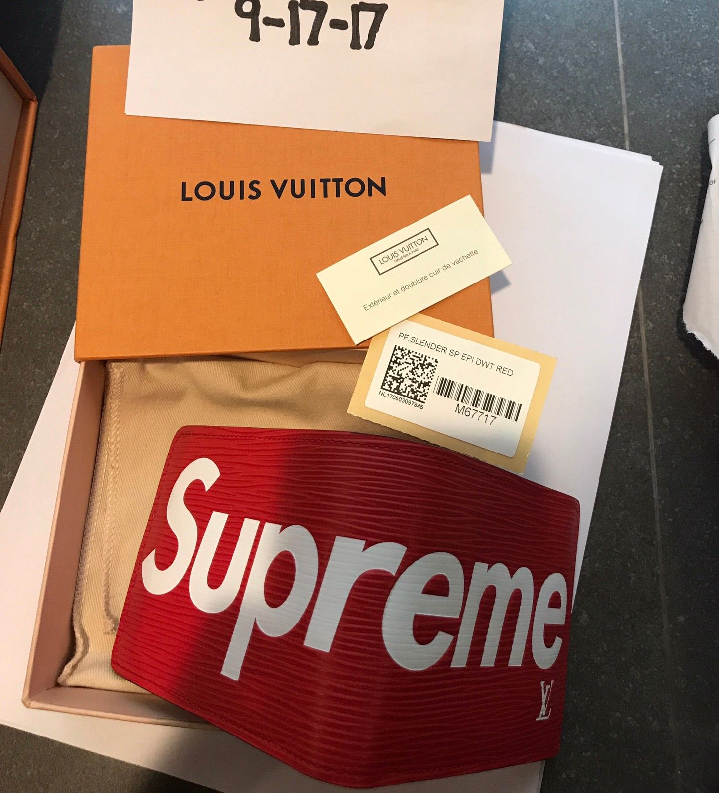 Supreme Supreme x Louis Vuitton Slender Wallet Red Epi Leather