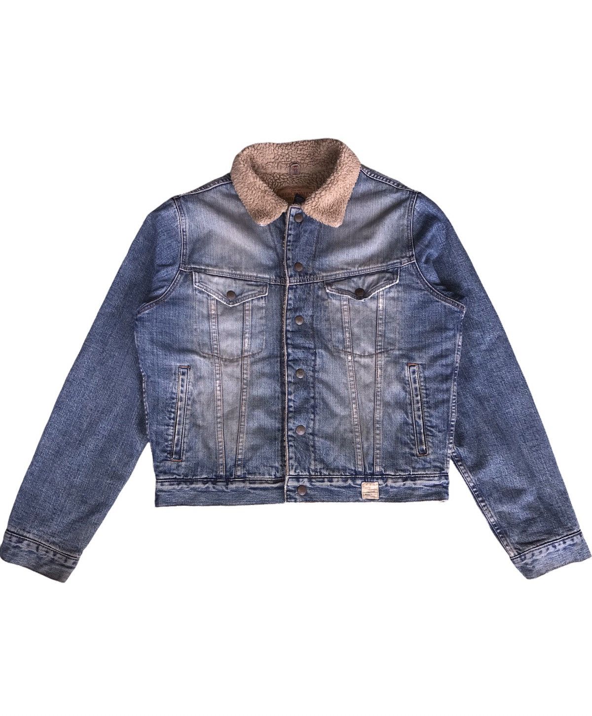 Vtg Abercrombie Denim Sherpa Trucker Jacket