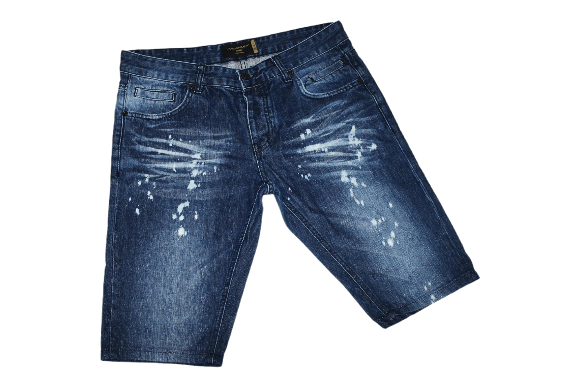 Dolce & Gabbana Y2k🔥D&G 14 Gold Slim fit Crazy Splash Faded Denim Shorts Size US 32 / EU 48 - 1 Thumbnail